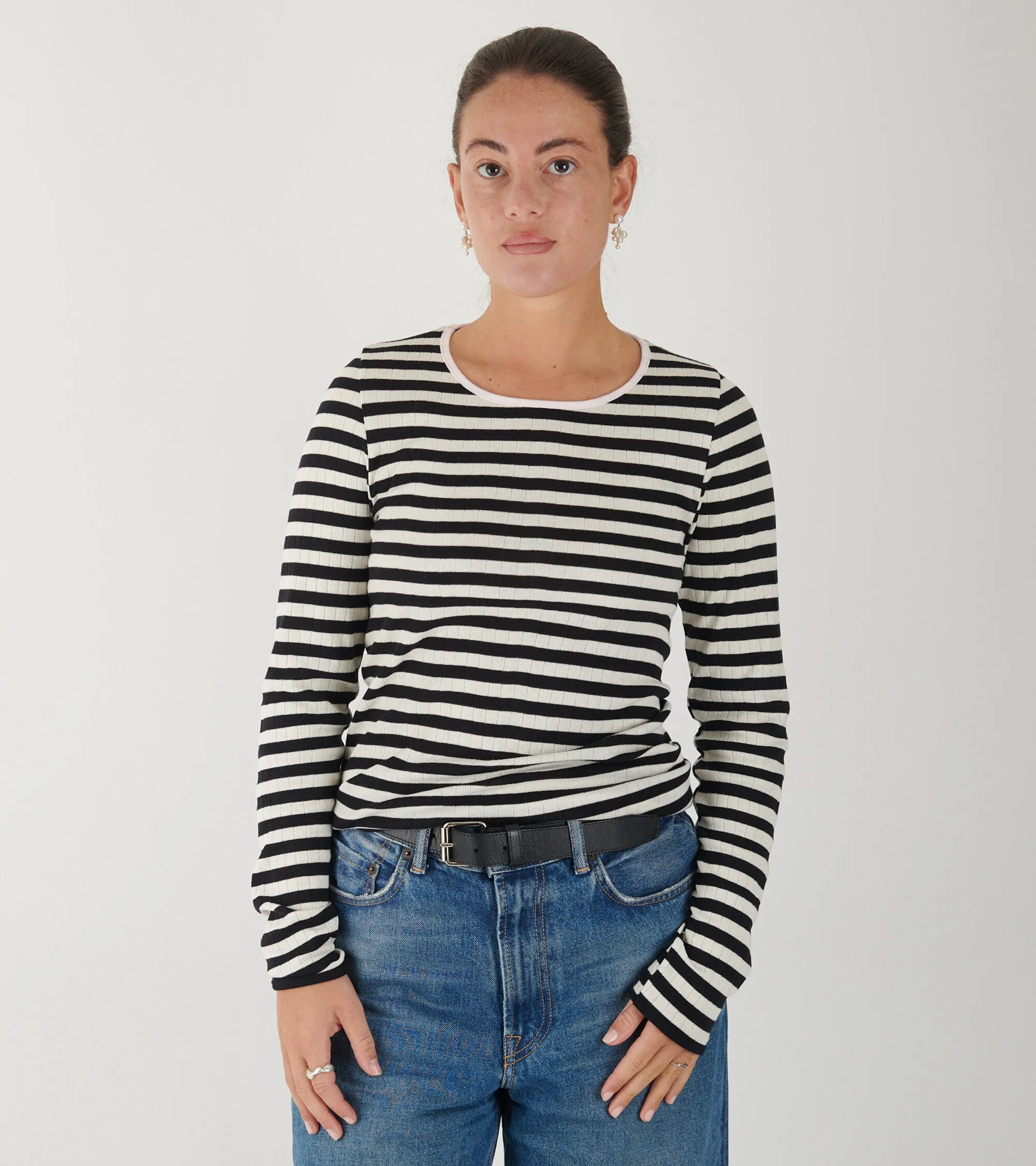 101 Rib Black/Ecru/Pink