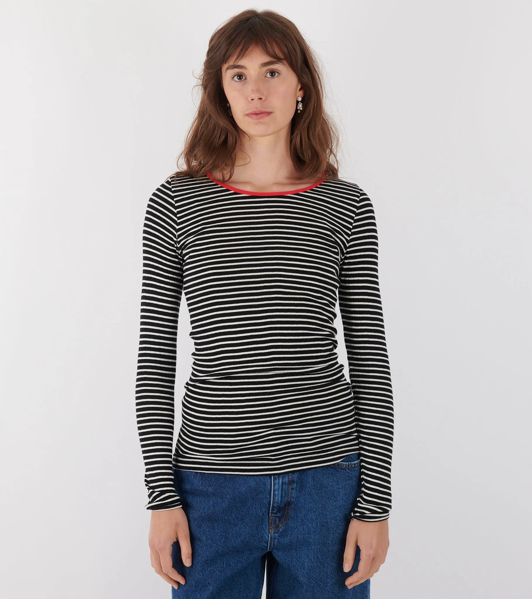 101 Rib Black/Ecru/Red