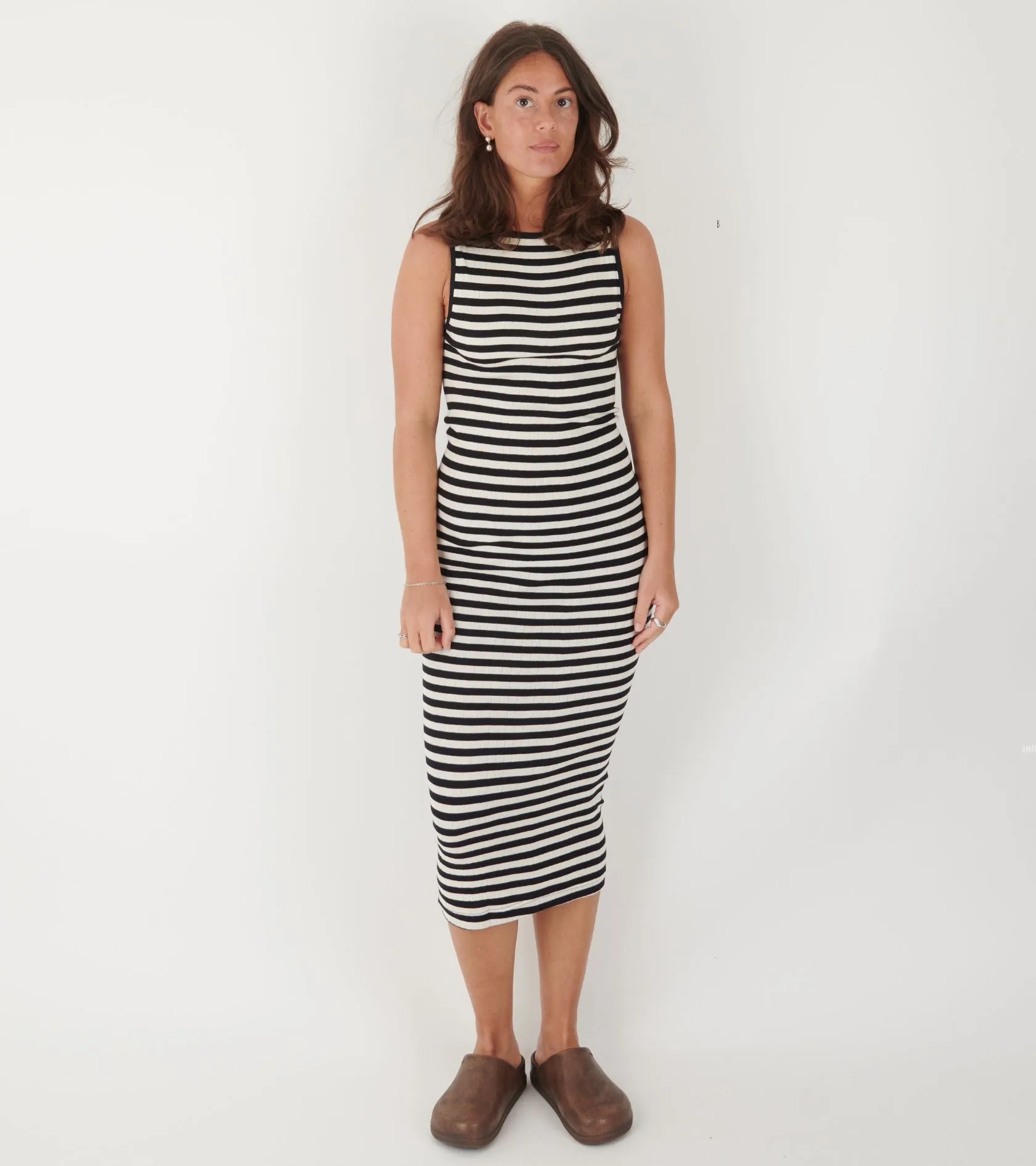 101 Tank Rib Dress Black/Ecru