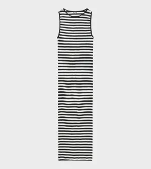101 Tank Rib Dress Black/Ecru