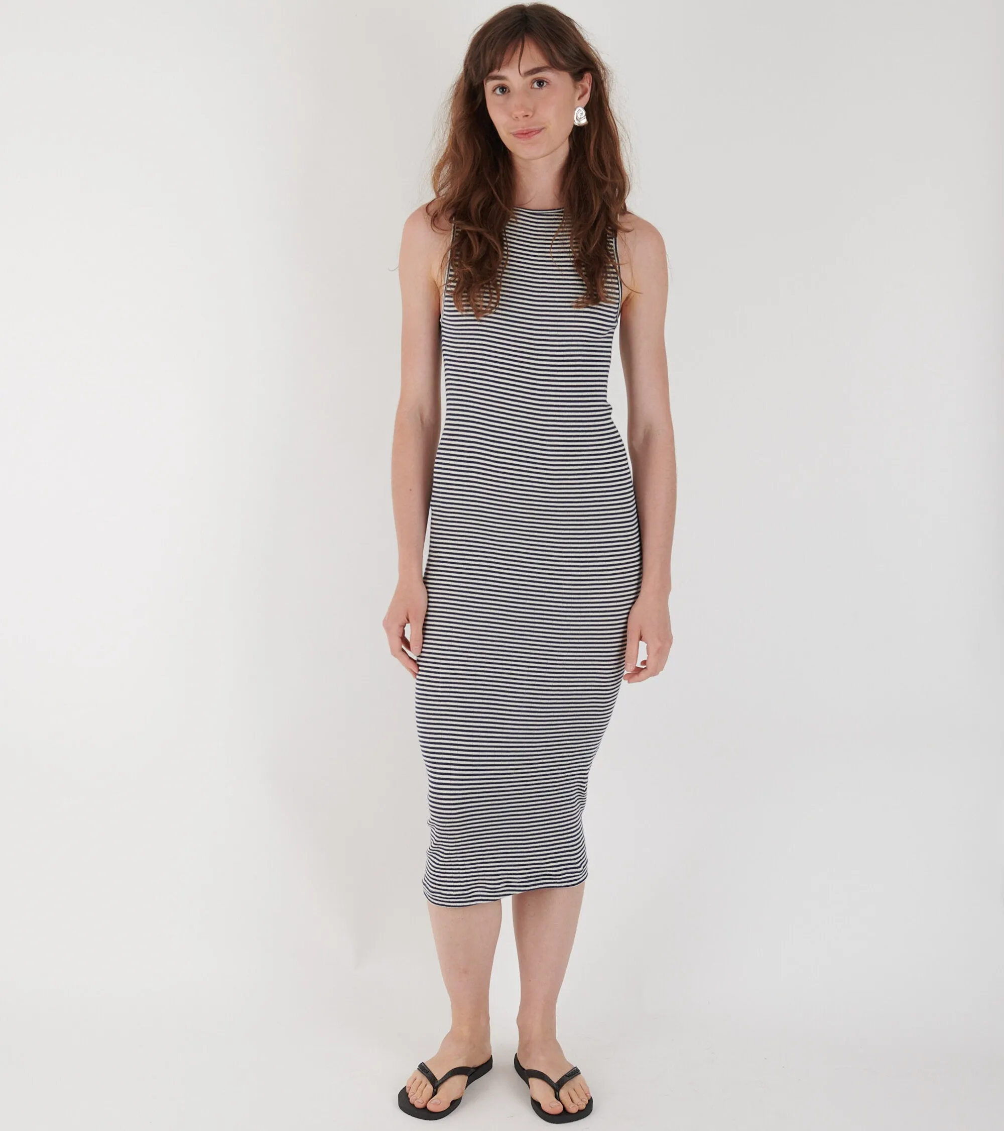 101 Tank Rib Dress Marine/Ecru