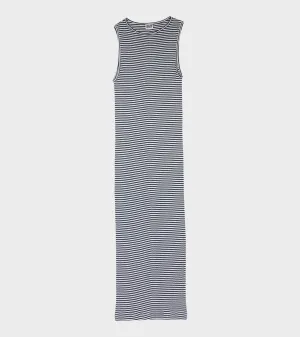 101 Tank Rib Dress Marine/Ecru