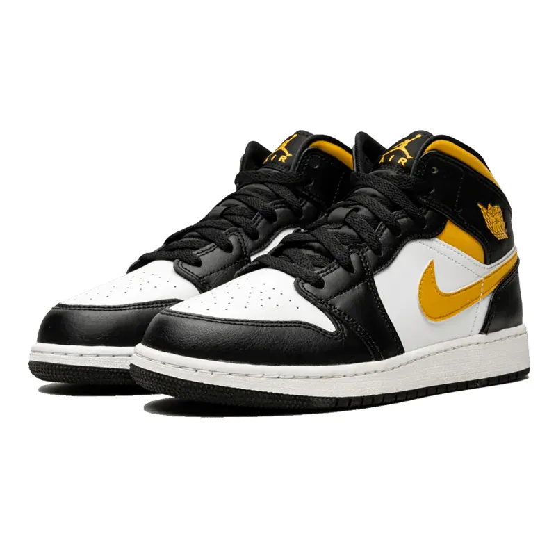 Air Jordan 1 Mid White Pollen Black Gs