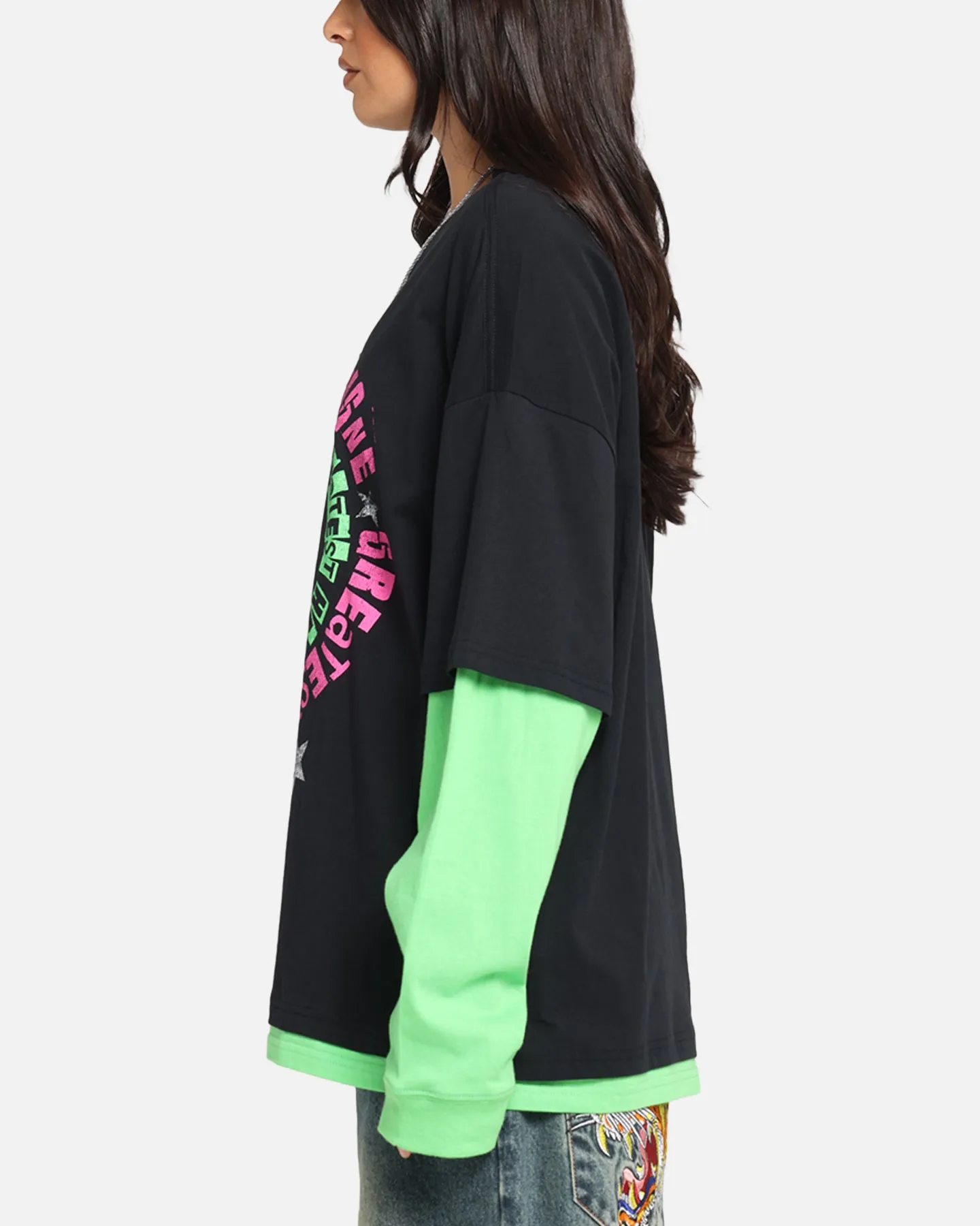Avril Lavigne Avril Layered Long Sleeve T-Shirt Black Wash