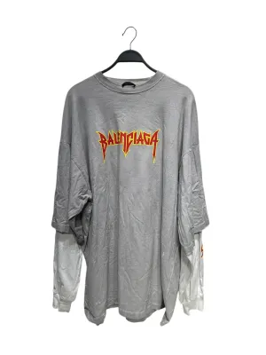 BALENCIAGA/LS T-Shirt/4/Cotton/GRY/METAL LOGO LAYERED LONG SLEEVE