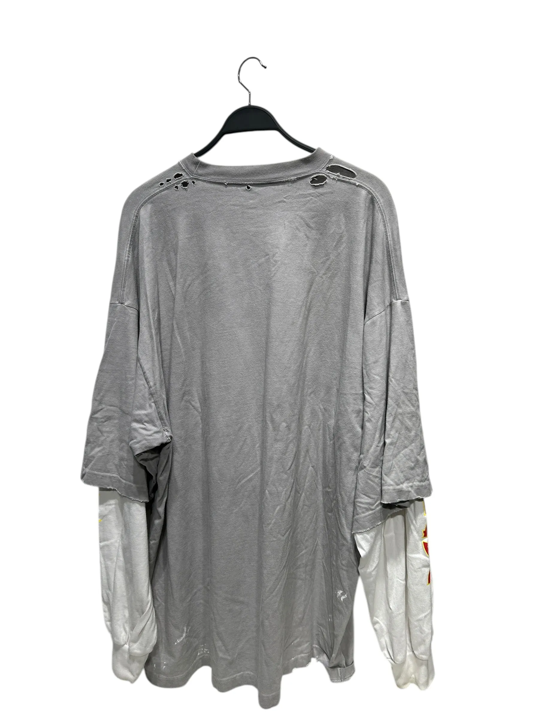 BALENCIAGA/LS T-Shirt/4/Cotton/GRY/METAL LOGO LAYERED LONG SLEEVE