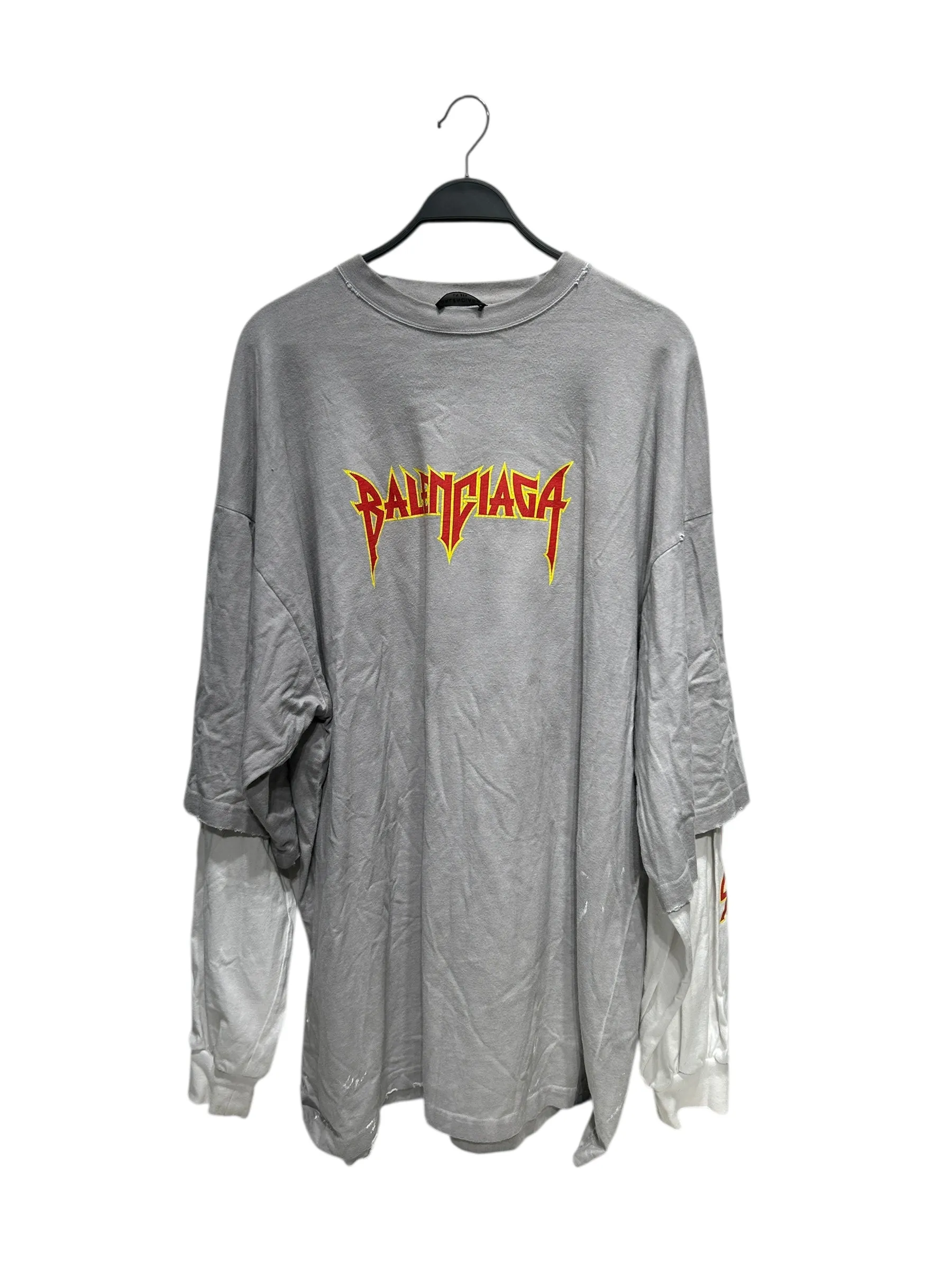 BALENCIAGA/LS T-Shirt/4/Cotton/GRY/METAL LOGO LAYERED LONG SLEEVE