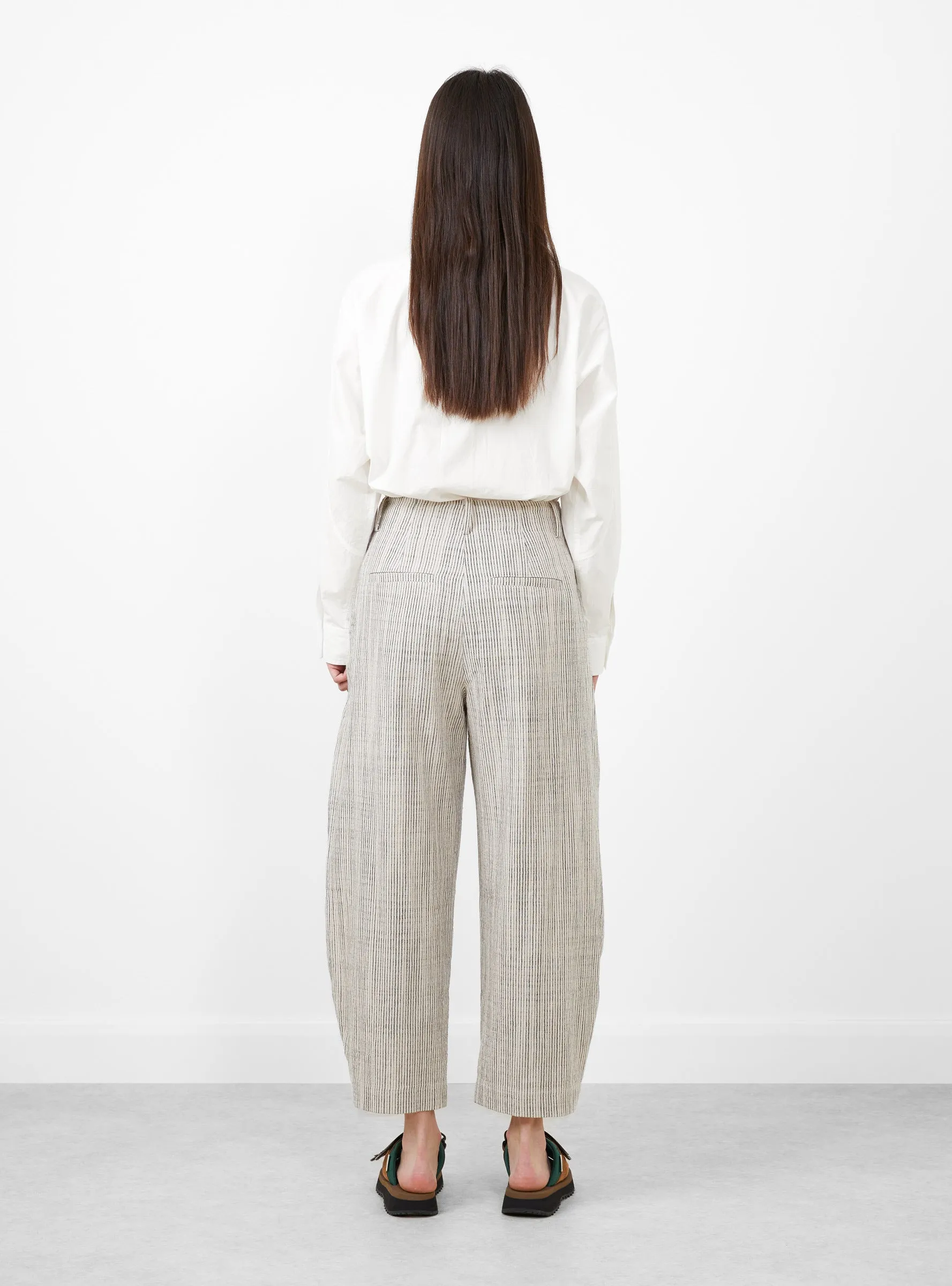 Bari Crop Trousers Cream Pin Stripe
