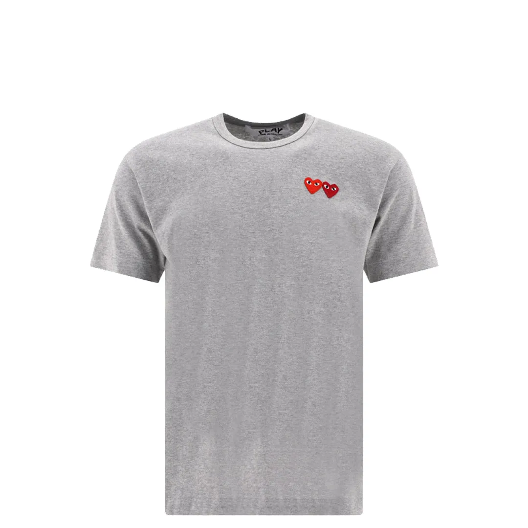 CDG DOUBLE HEART GREY T-SHIRT