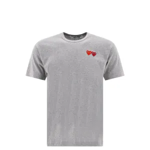 CDG DOUBLE HEART GREY T-SHIRT