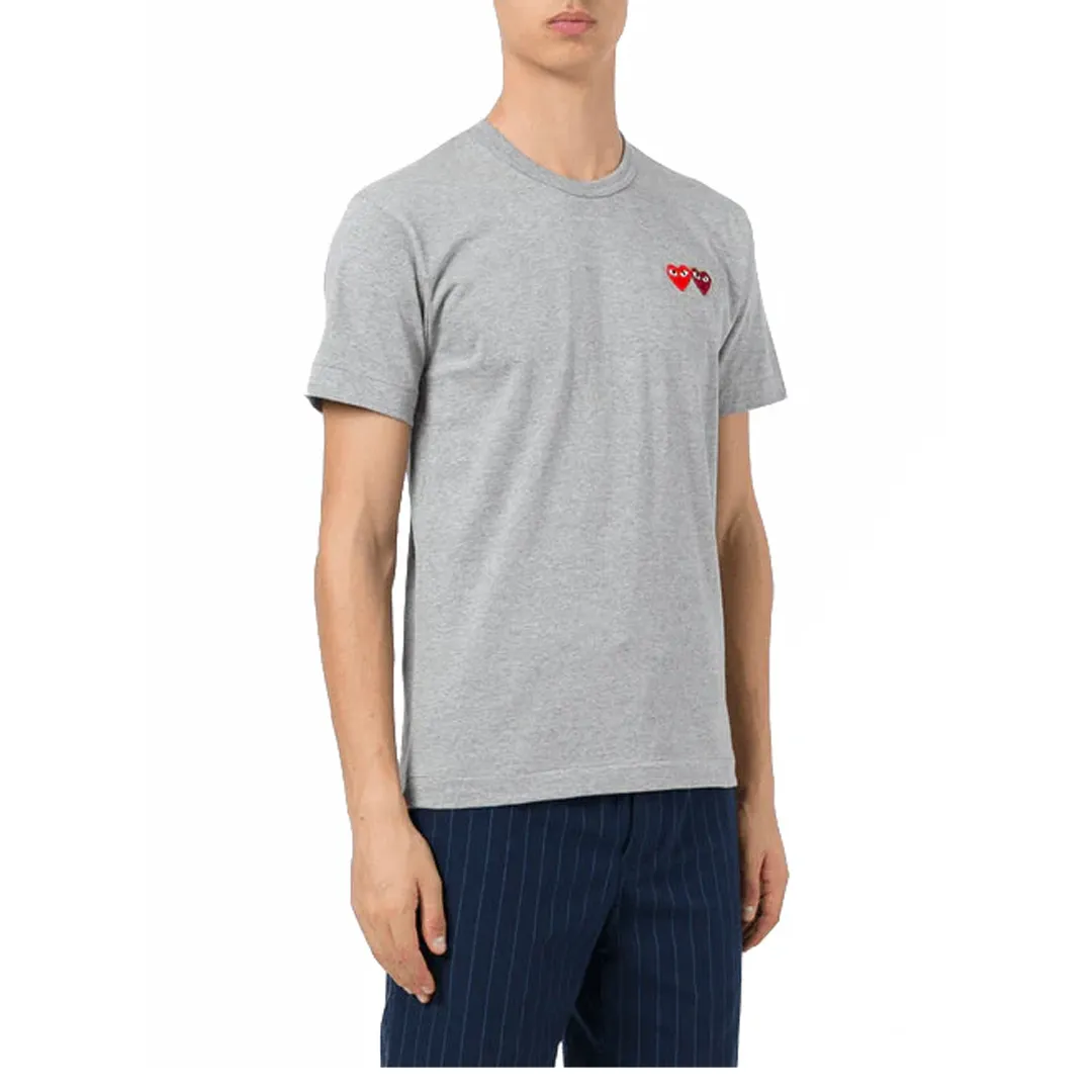 CDG DOUBLE HEART GREY T-SHIRT
