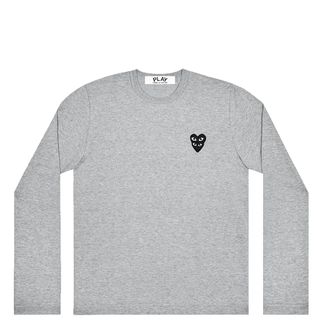 CDG LAYERED BLACK HEART LONG SLEEVE T-SHIRT GREY