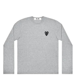 CDG LAYERED BLACK HEART LONG SLEEVE T-SHIRT GREY
