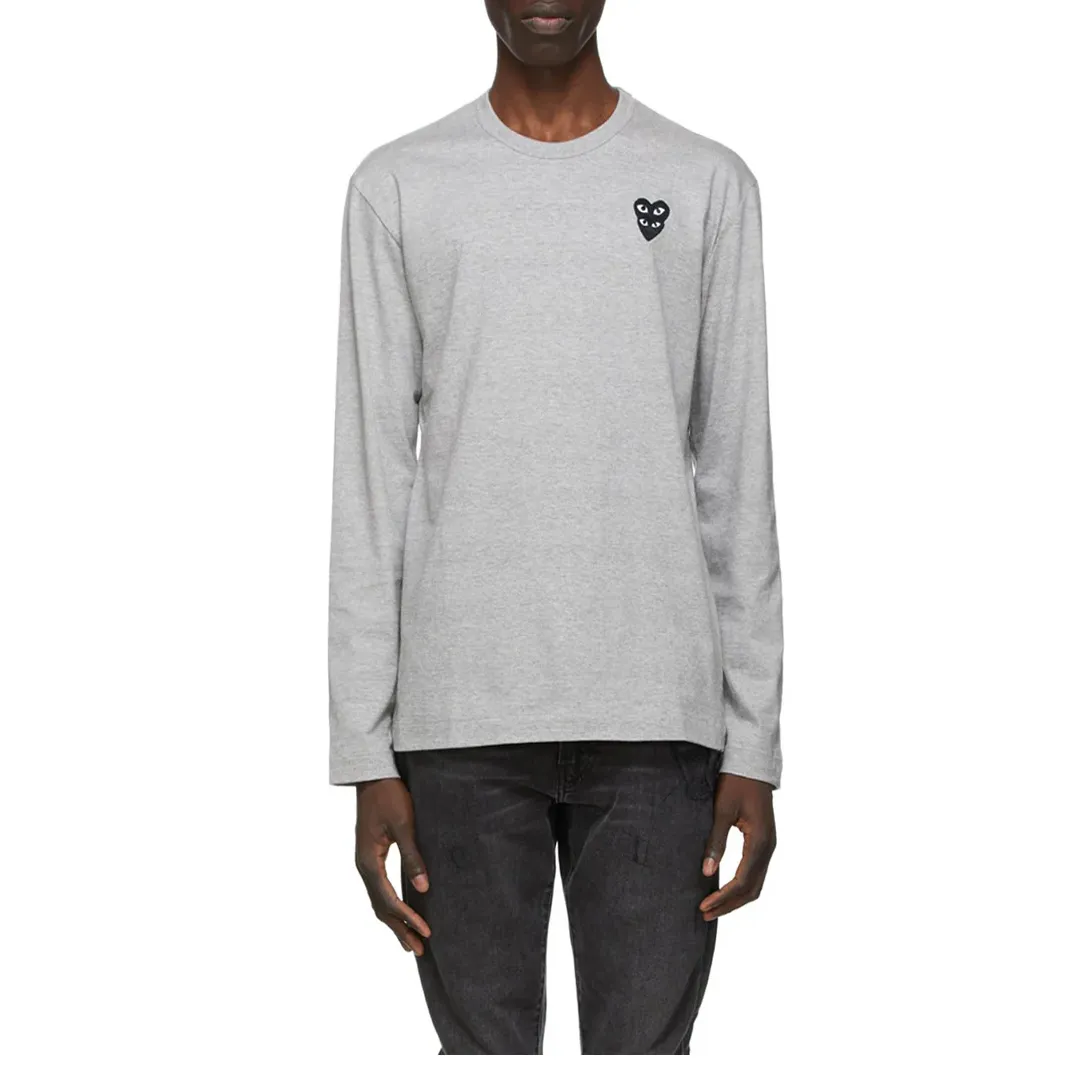 CDG LAYERED BLACK HEART LONG SLEEVE T-SHIRT GREY