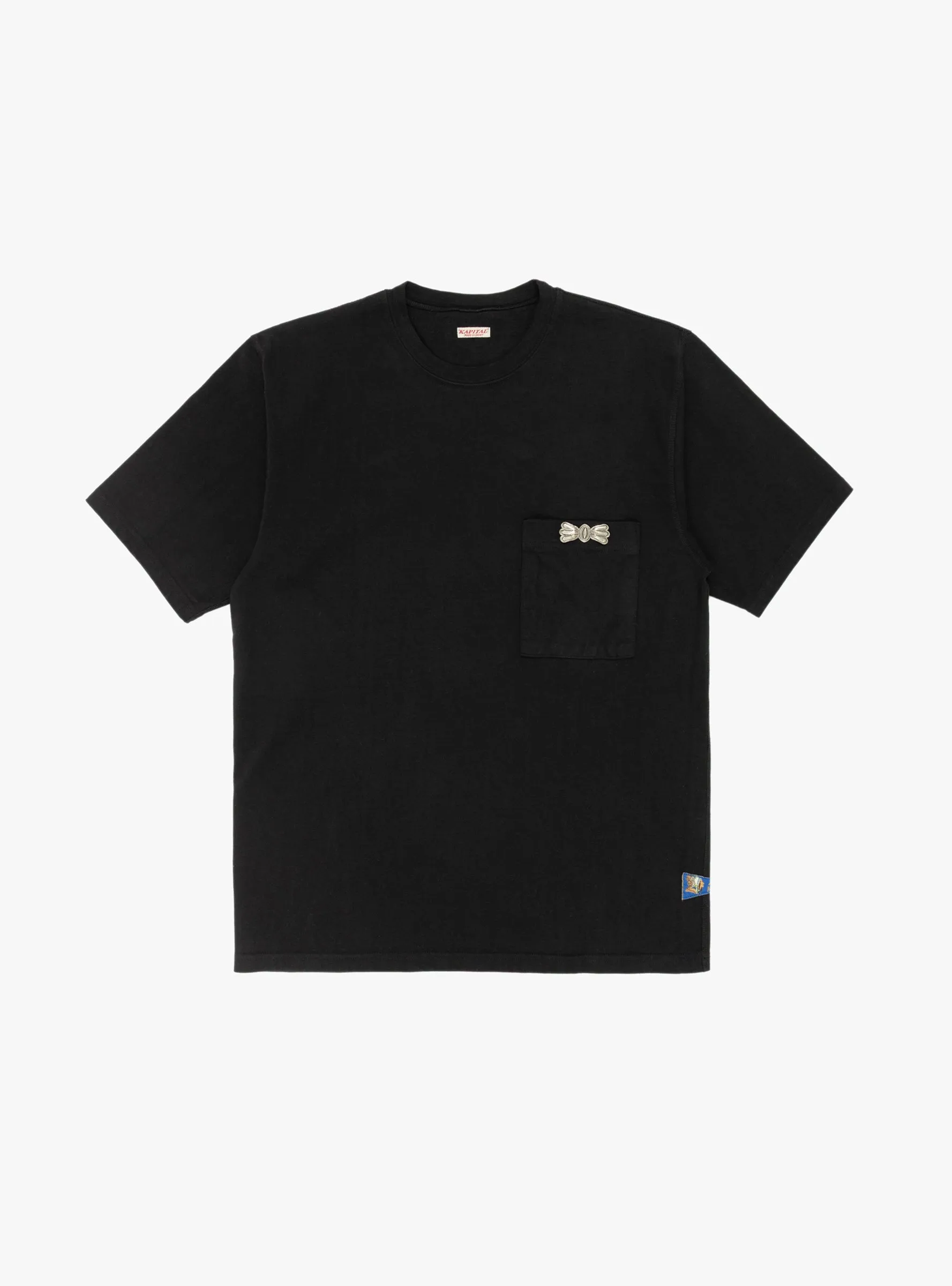 Dense Jersey Butterfly Concho Pocket Tee Black