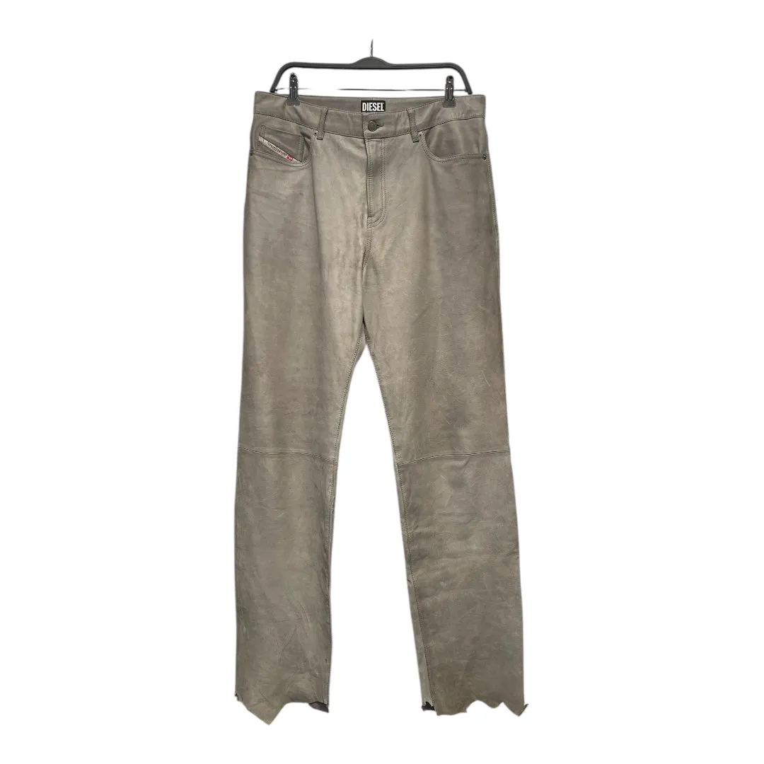 DIESEL/Straight Pants/32/Leather/CRM/RAW HEM