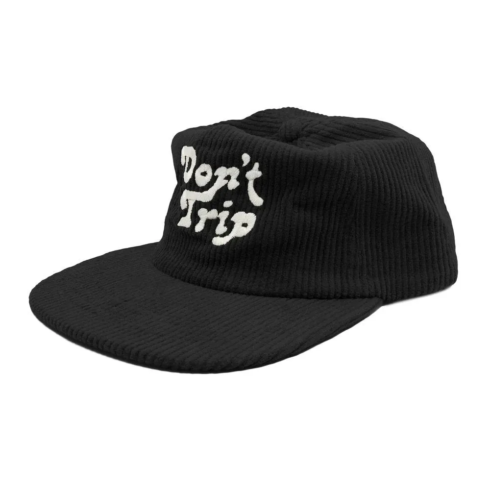 Don't Trip Fat Corduroy Snapback Hat Black