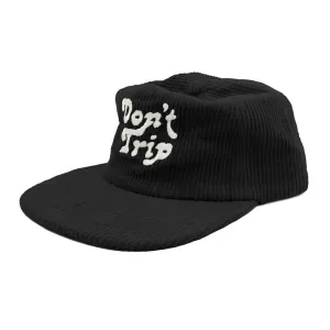 Don't Trip Fat Corduroy Snapback Hat Black