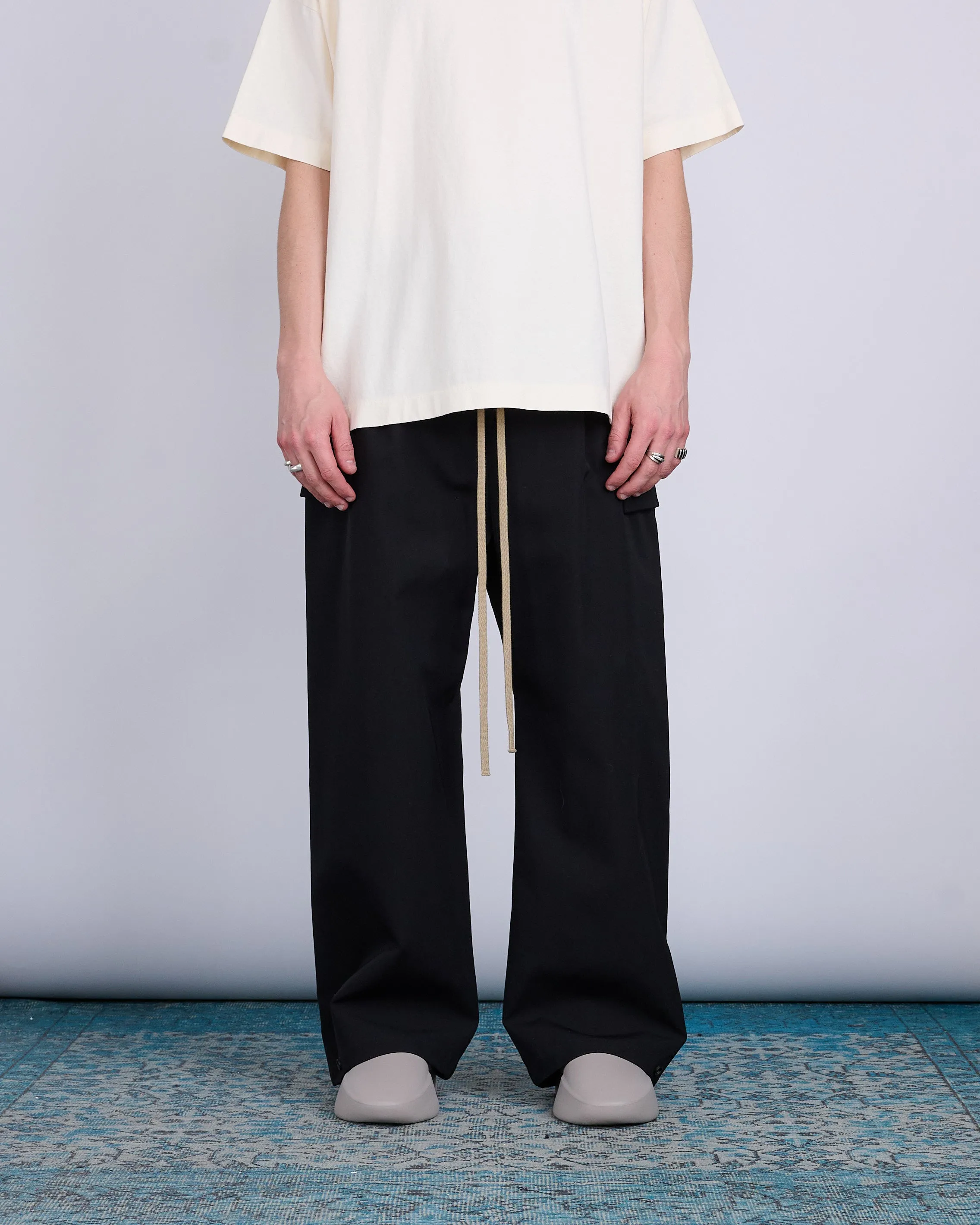 Fear of God Wide Leg Wool Cotton Cargo Pant Black