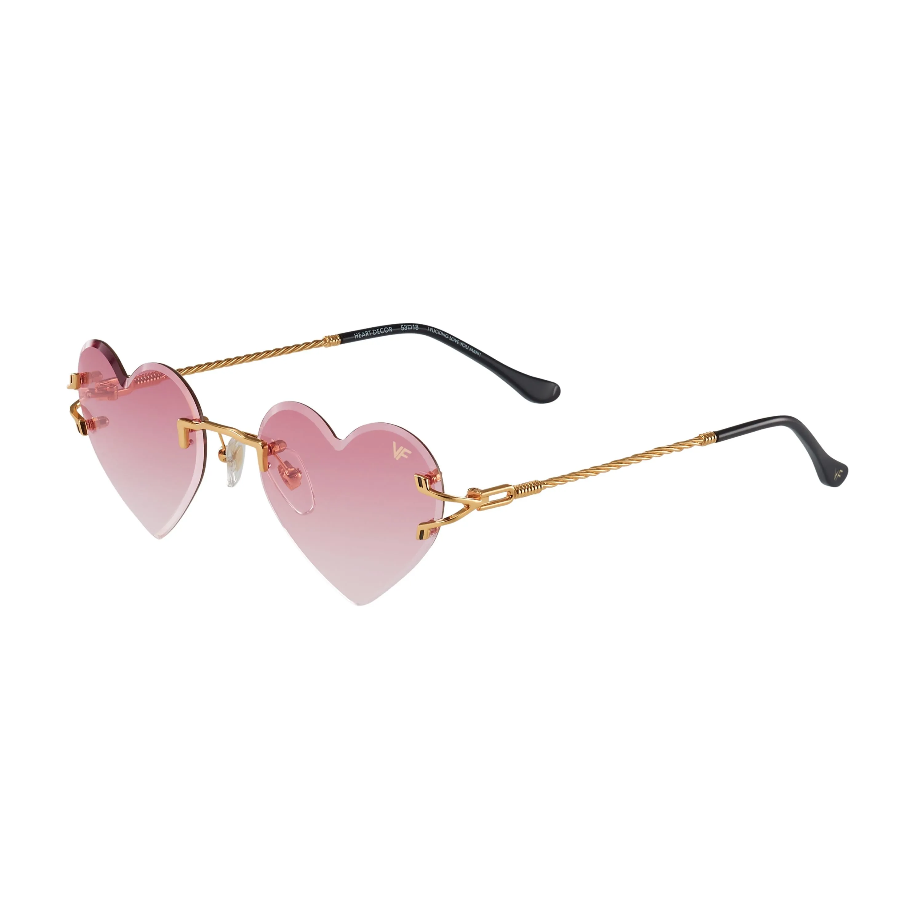 Heart Decor Rimless Drill Mount 24KT Gold