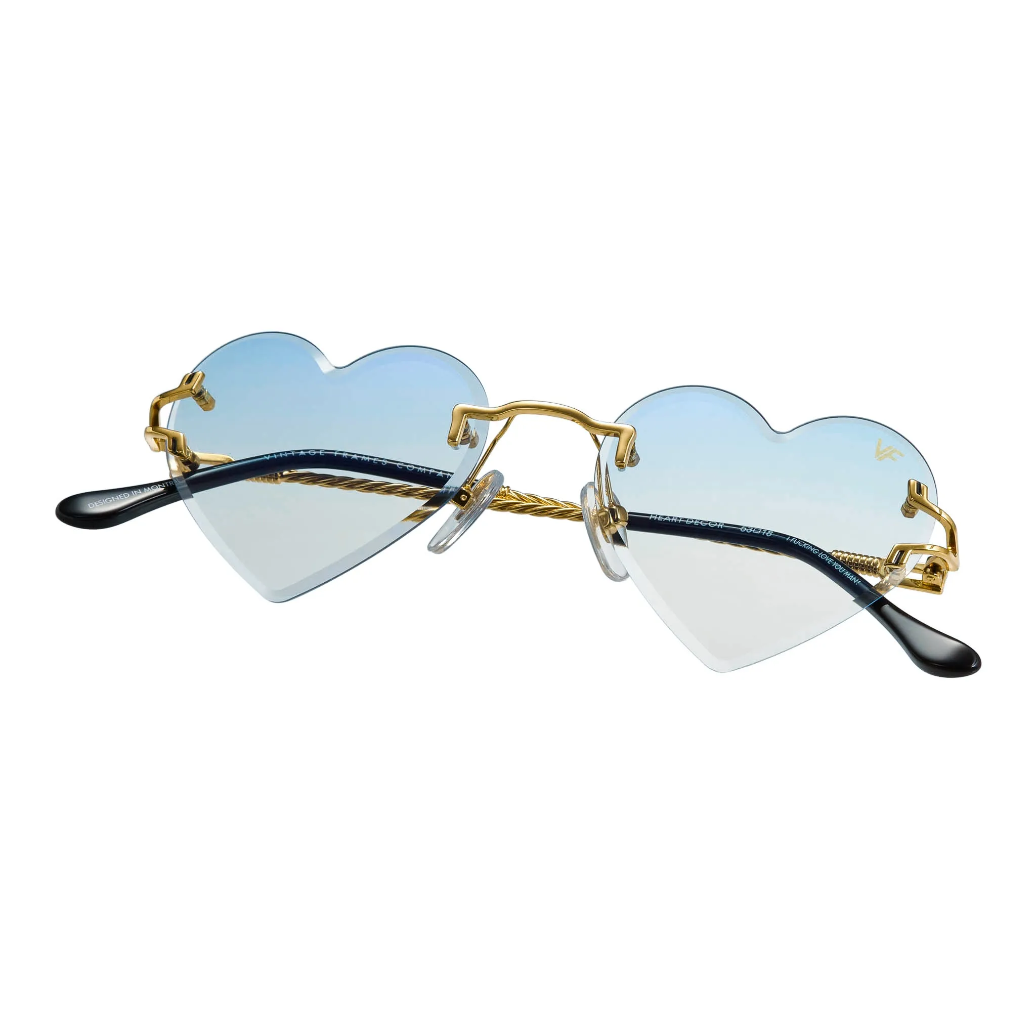 Heart Decor Rimless Drill Mount 24KT Gold