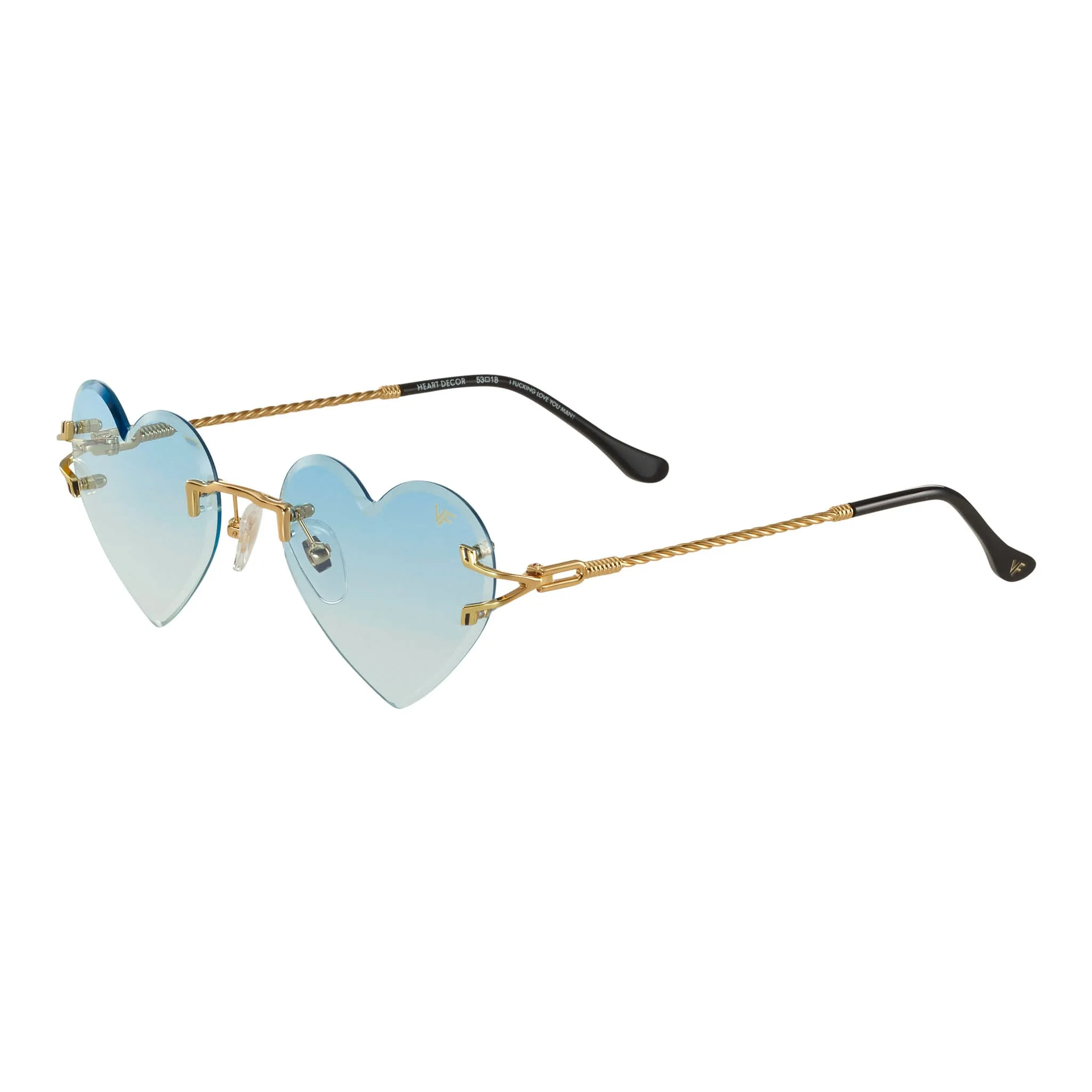 Heart Decor Rimless Drill Mount 24KT Gold