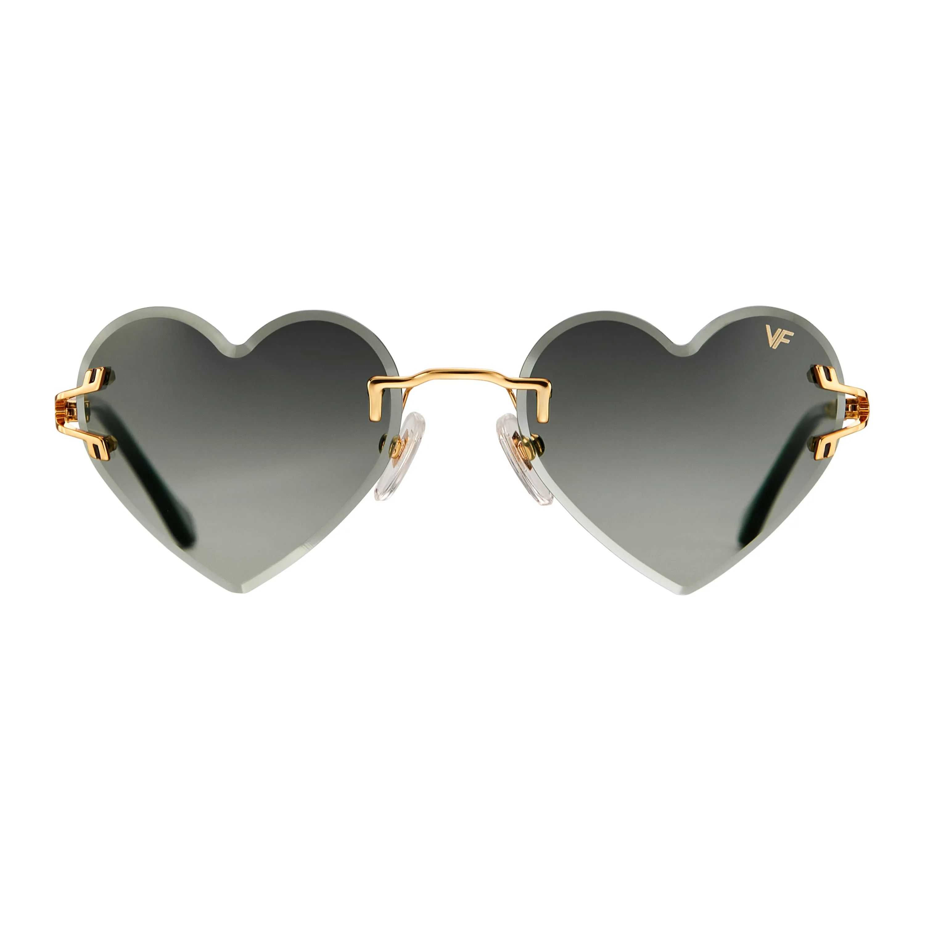 Heart Decor Rimless Drill Mount 24KT Gold