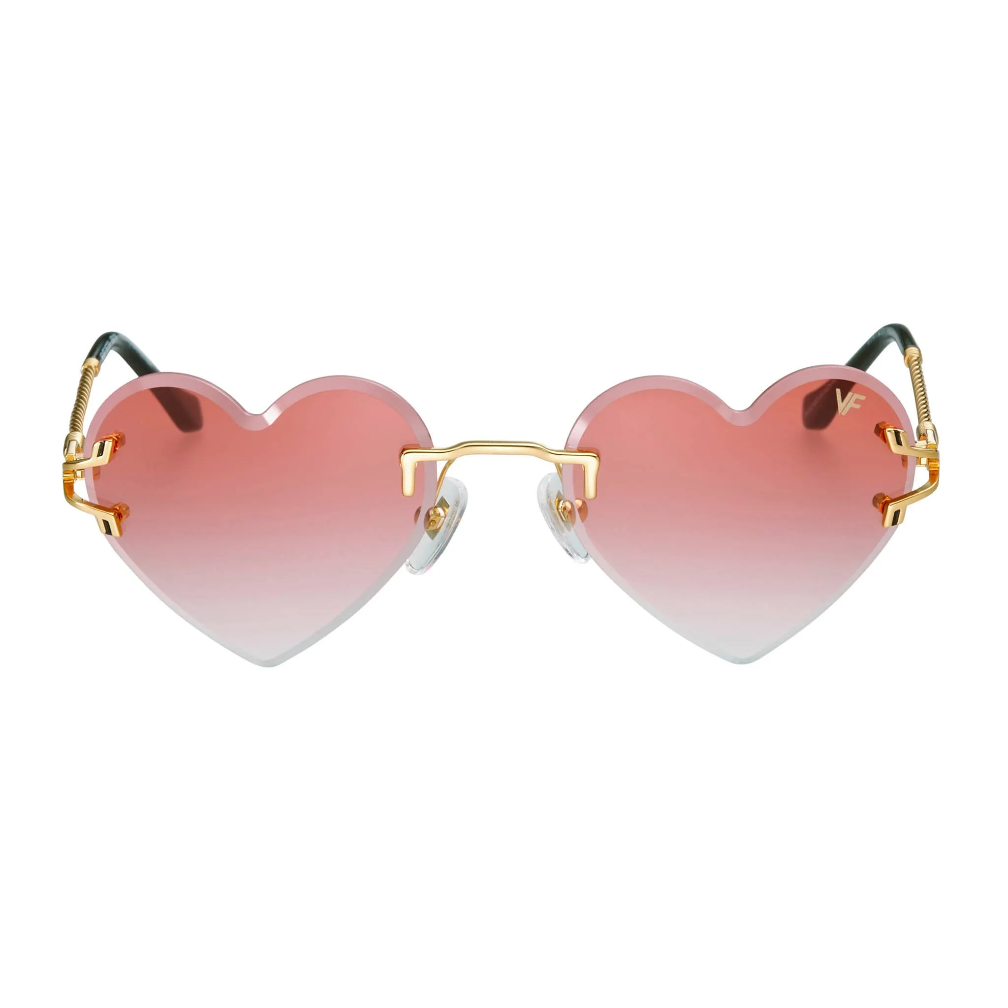 Heart Decor Rimless Drill Mount 24KT Gold