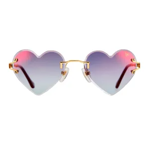 Heart Decor Rimless Drill Mount 24KT Gold
