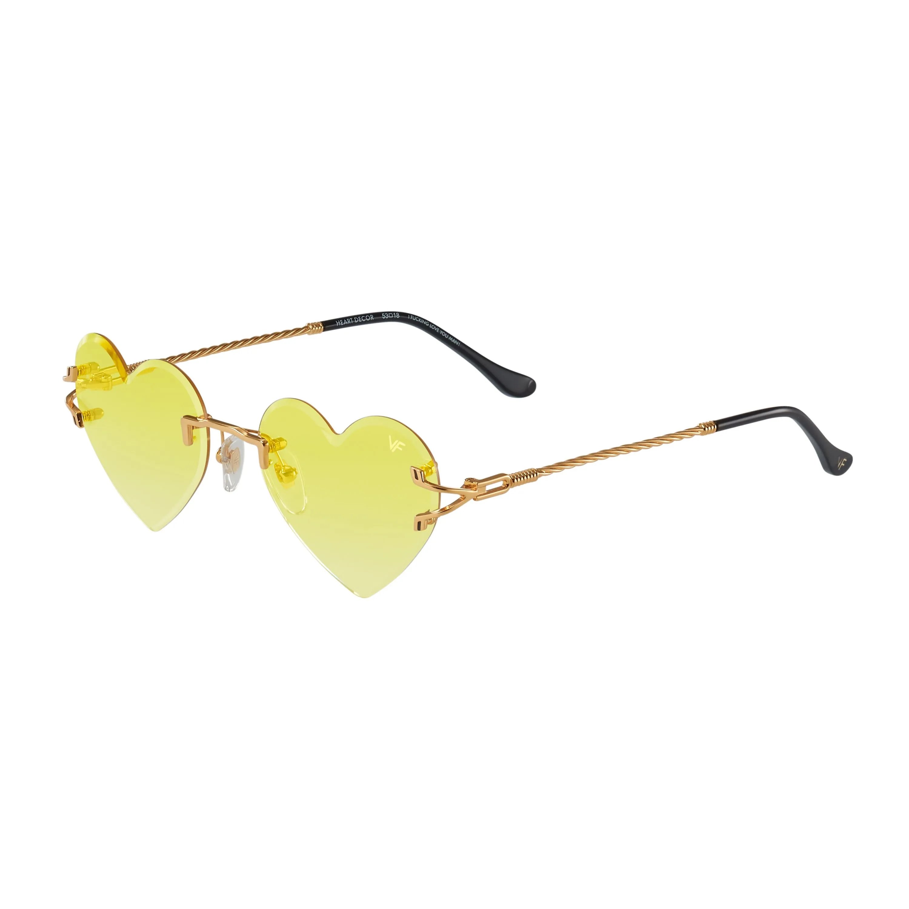 Heart Decor Rimless Drill Mount 24KT Gold