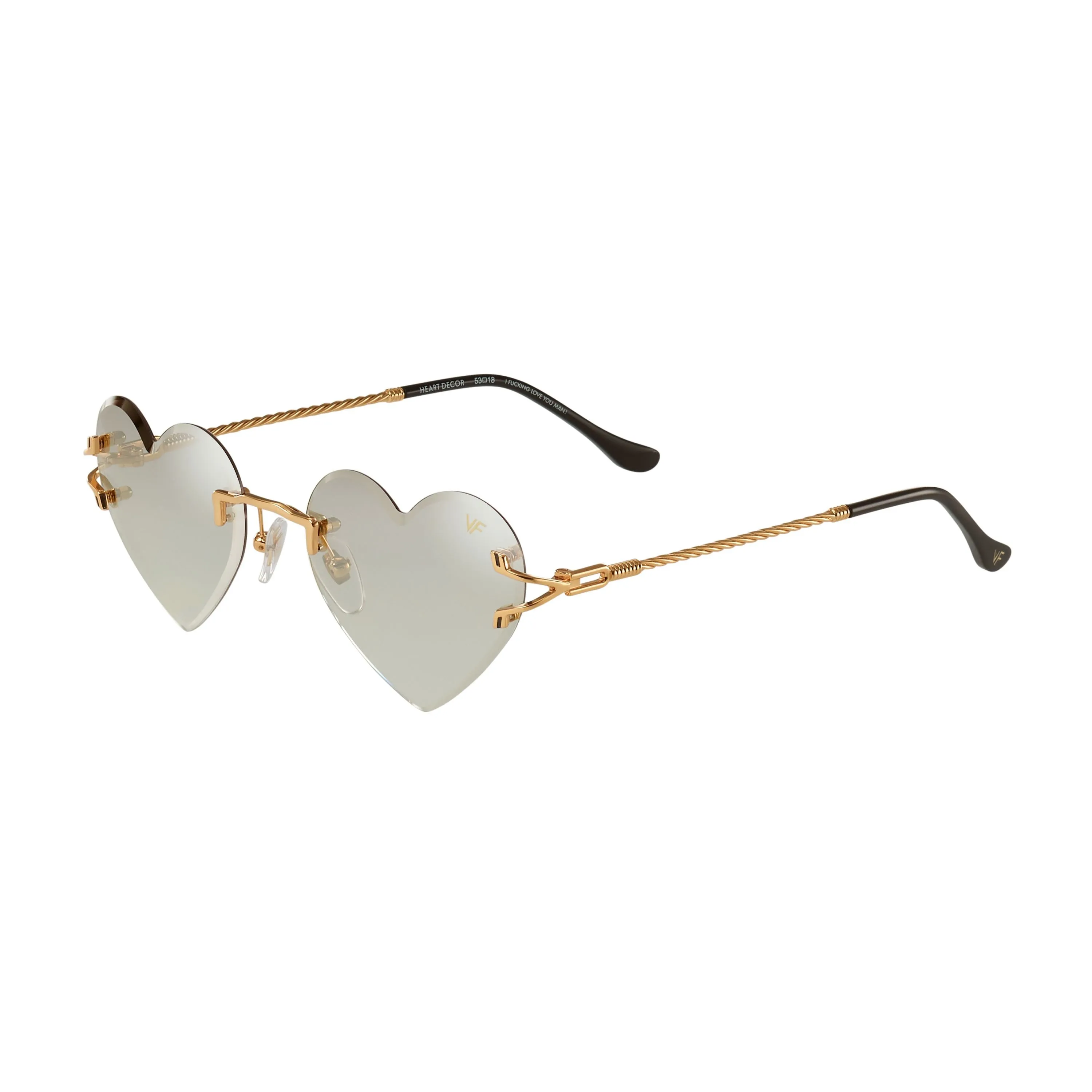Heart Decor Rimless Drill Mount 24KT Gold
