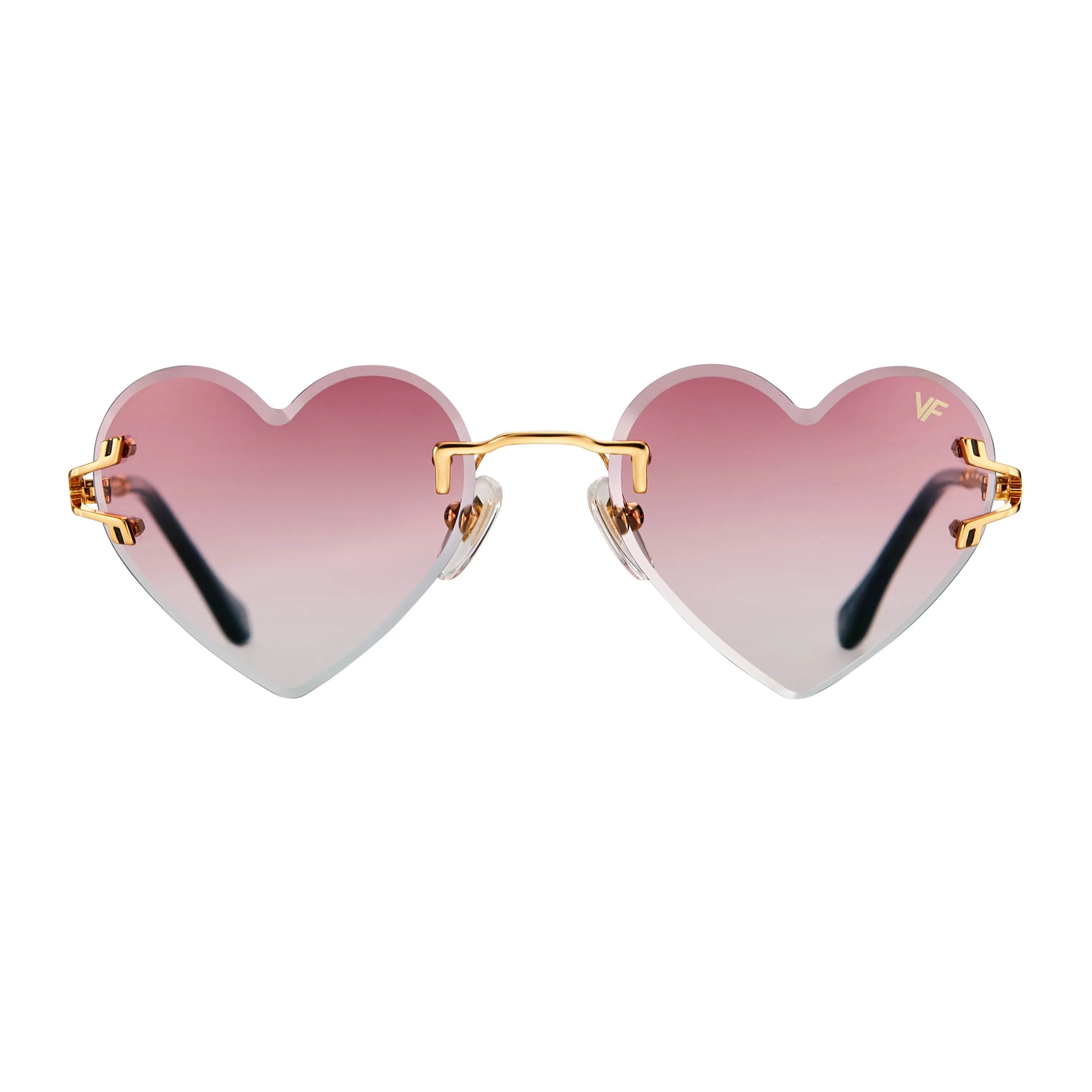 Heart Decor Rimless Drill Mount 24KT Gold