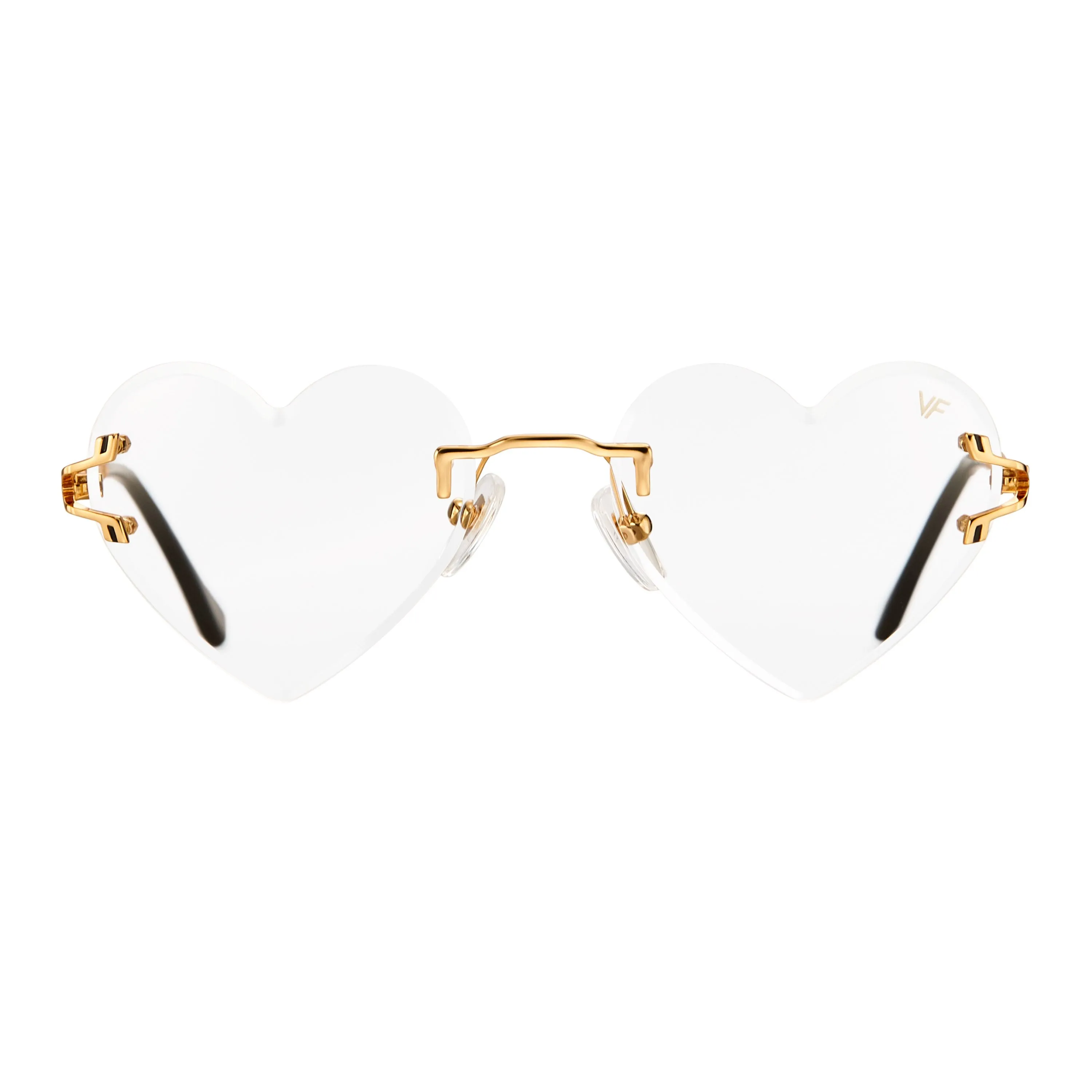 Heart Decor Rimless Drill Mount 24KT Gold
