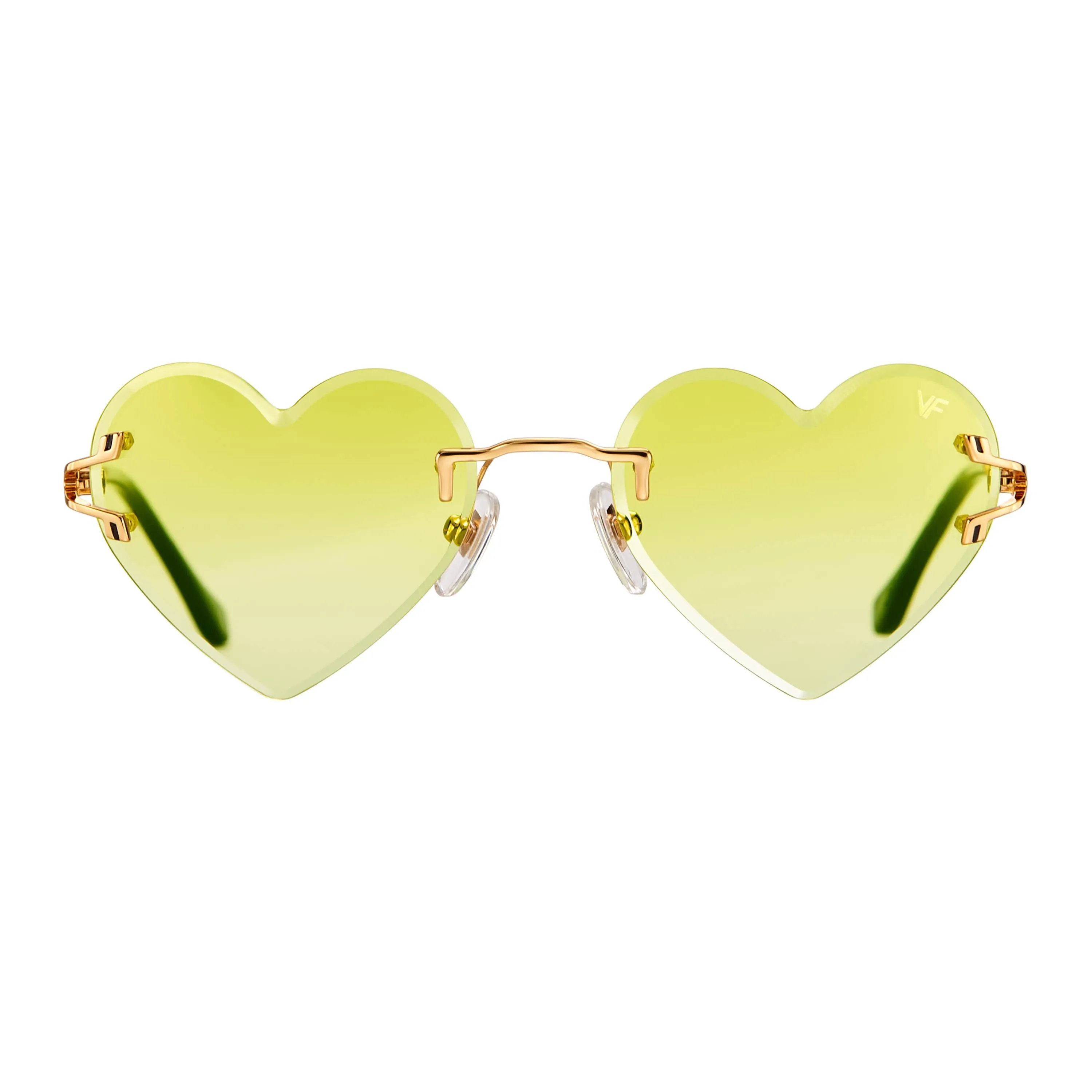 Heart Decor Rimless Drill Mount 24KT Gold