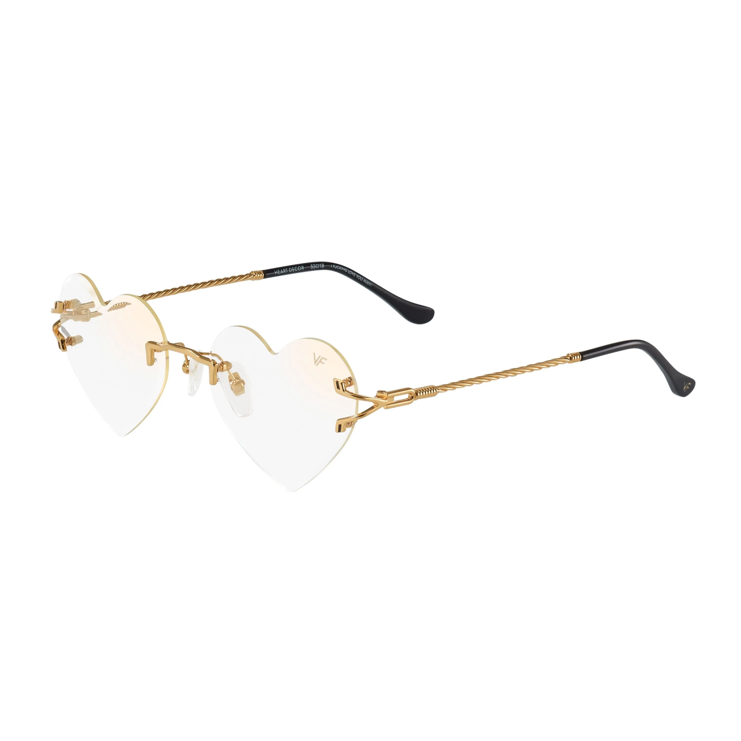 Heart Decor Rimless Drill Mount 24KT Gold