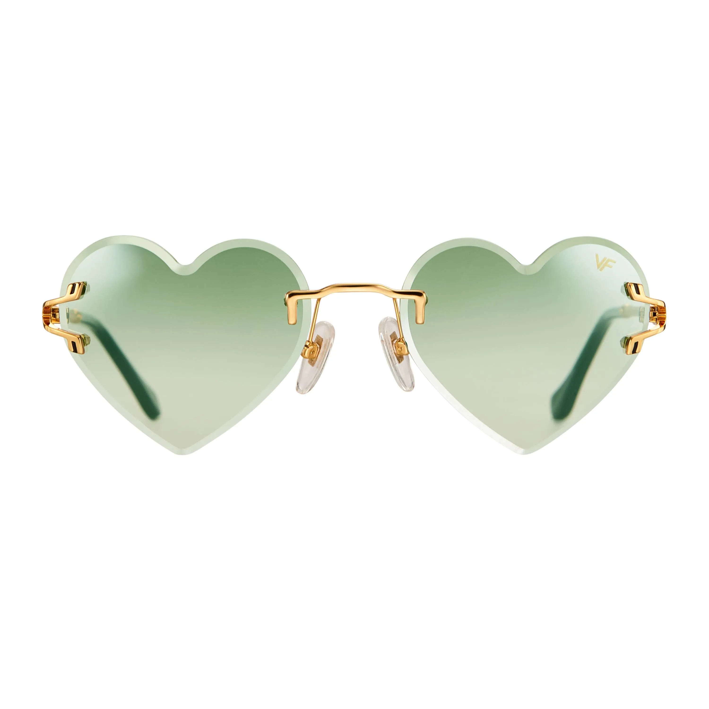 Heart Decor Rimless Drill Mount 24KT Gold