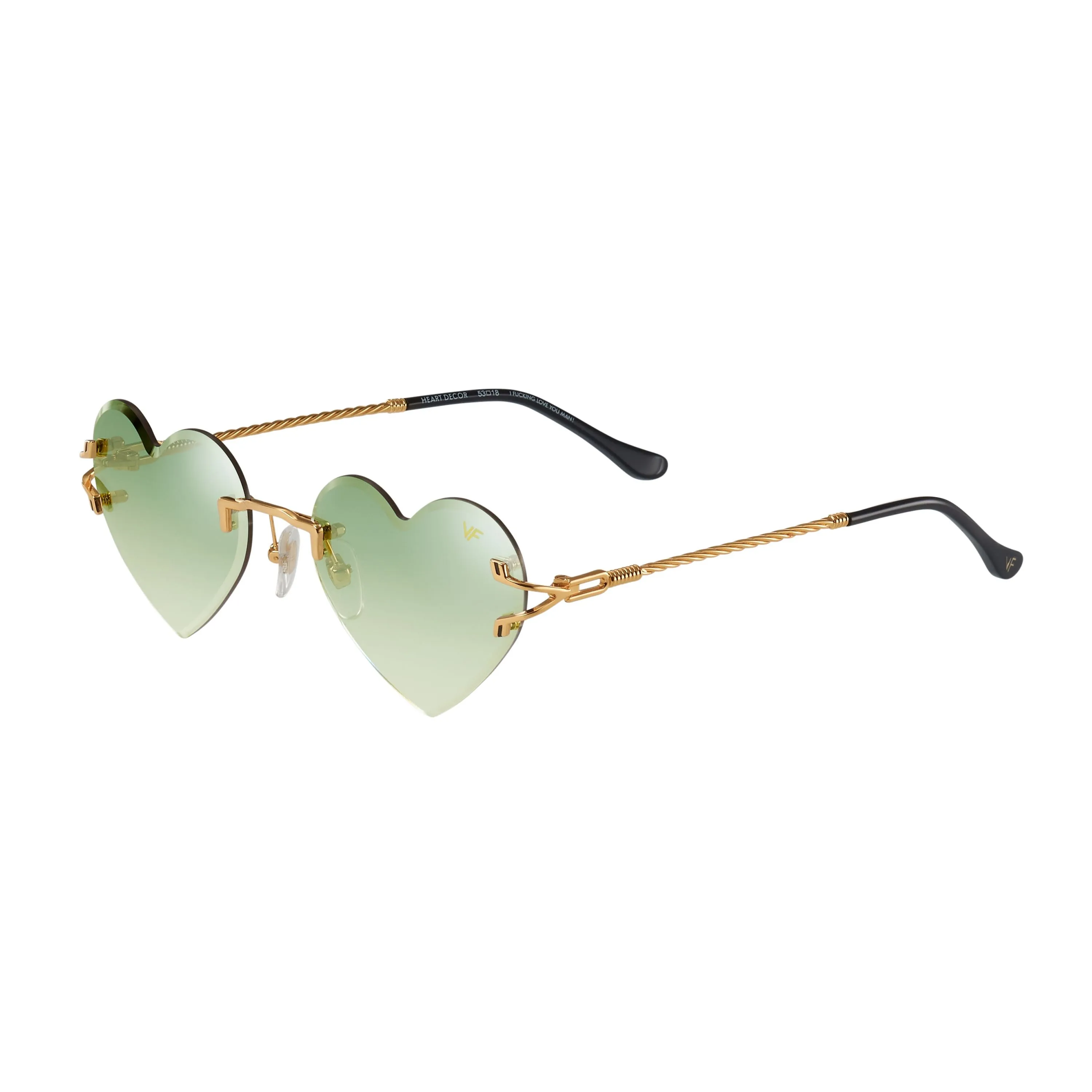 Heart Decor Rimless Drill Mount 24KT Gold