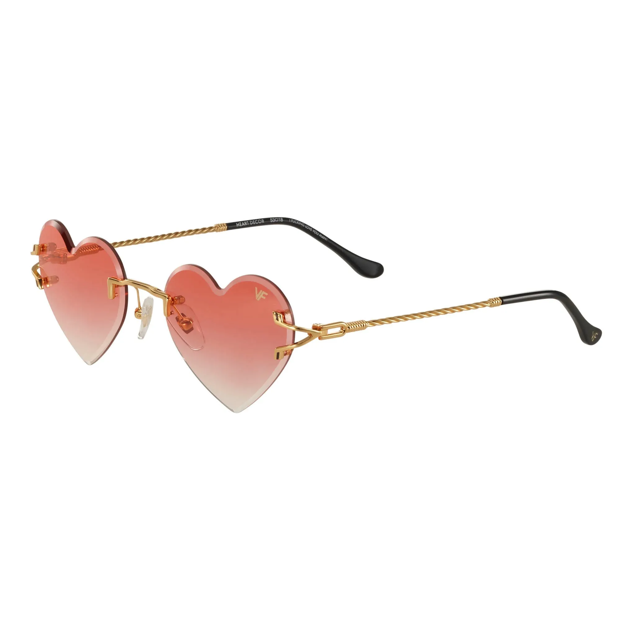 Heart Decor Rimless Drill Mount 24KT Gold