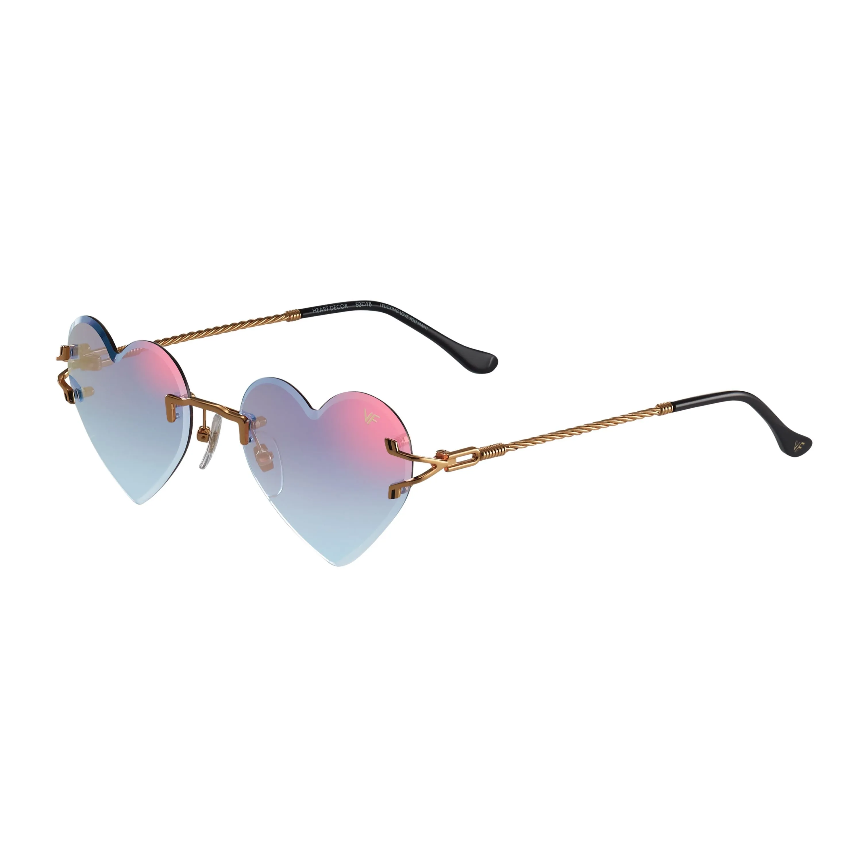 Heart Decor Rimless Drill Mount 24KT Gold