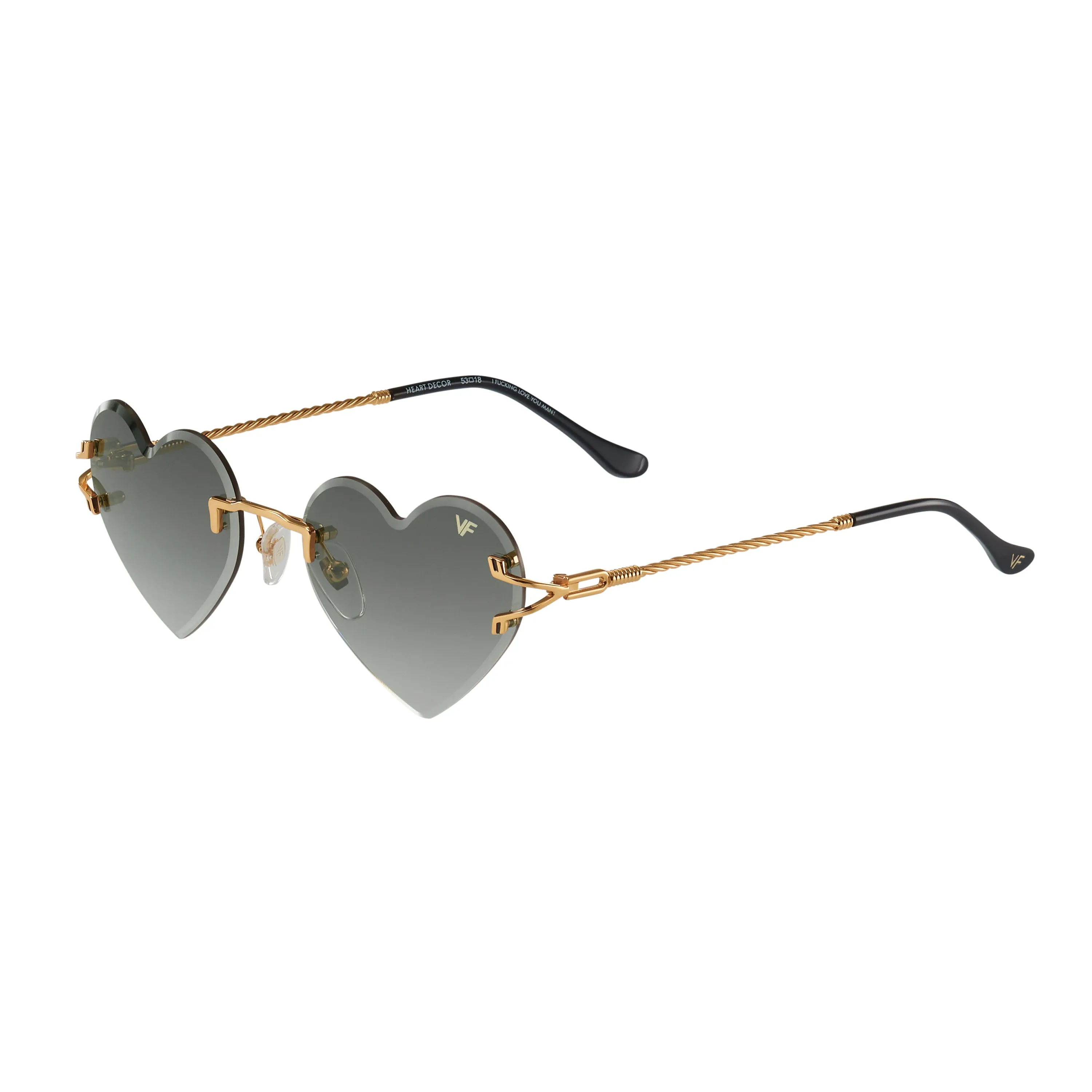 Heart Decor Rimless Drill Mount 24KT Gold