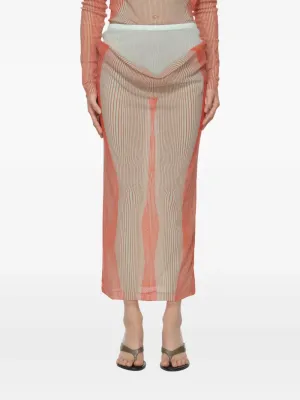 JEAN PAUL GAULTIER - Women Draped Pinstripe Body Morphing Long Skirt