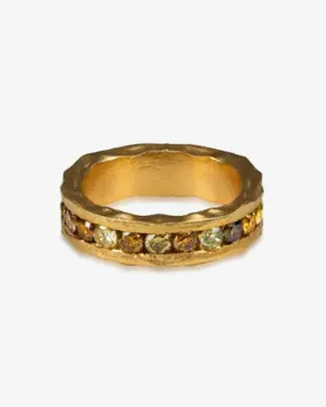 Khepri - Women's Fancy Color Diamond Raw Eternity Ring - (Yellow Gold)