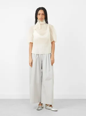 Knotted Collar Top. Ivory