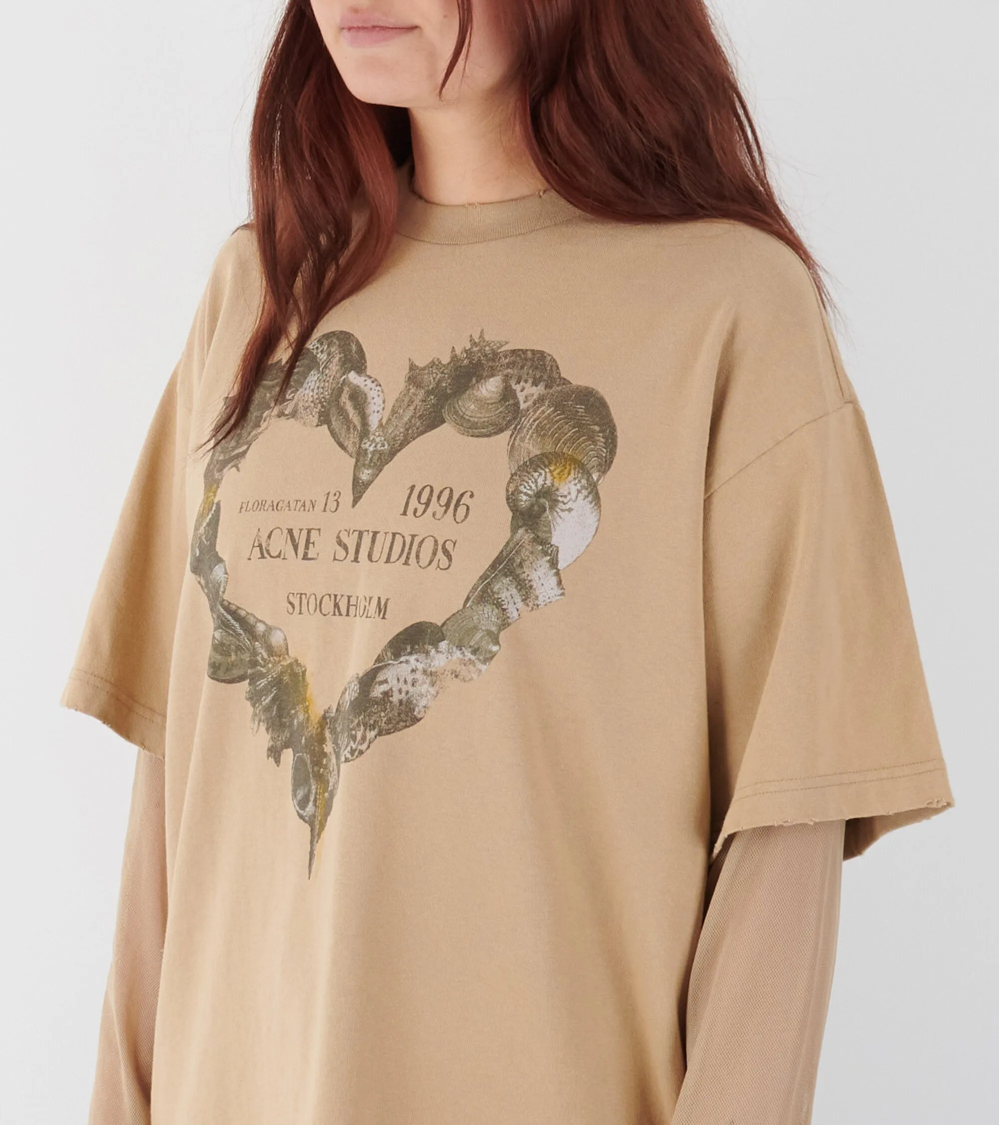 Layered Print T-shirt Sand Beige