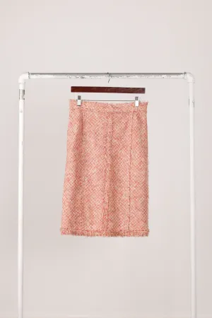 Louis Vuitton FW97 'Raw Edge Trim Tweed' Linen Skirt Salmon (1997)