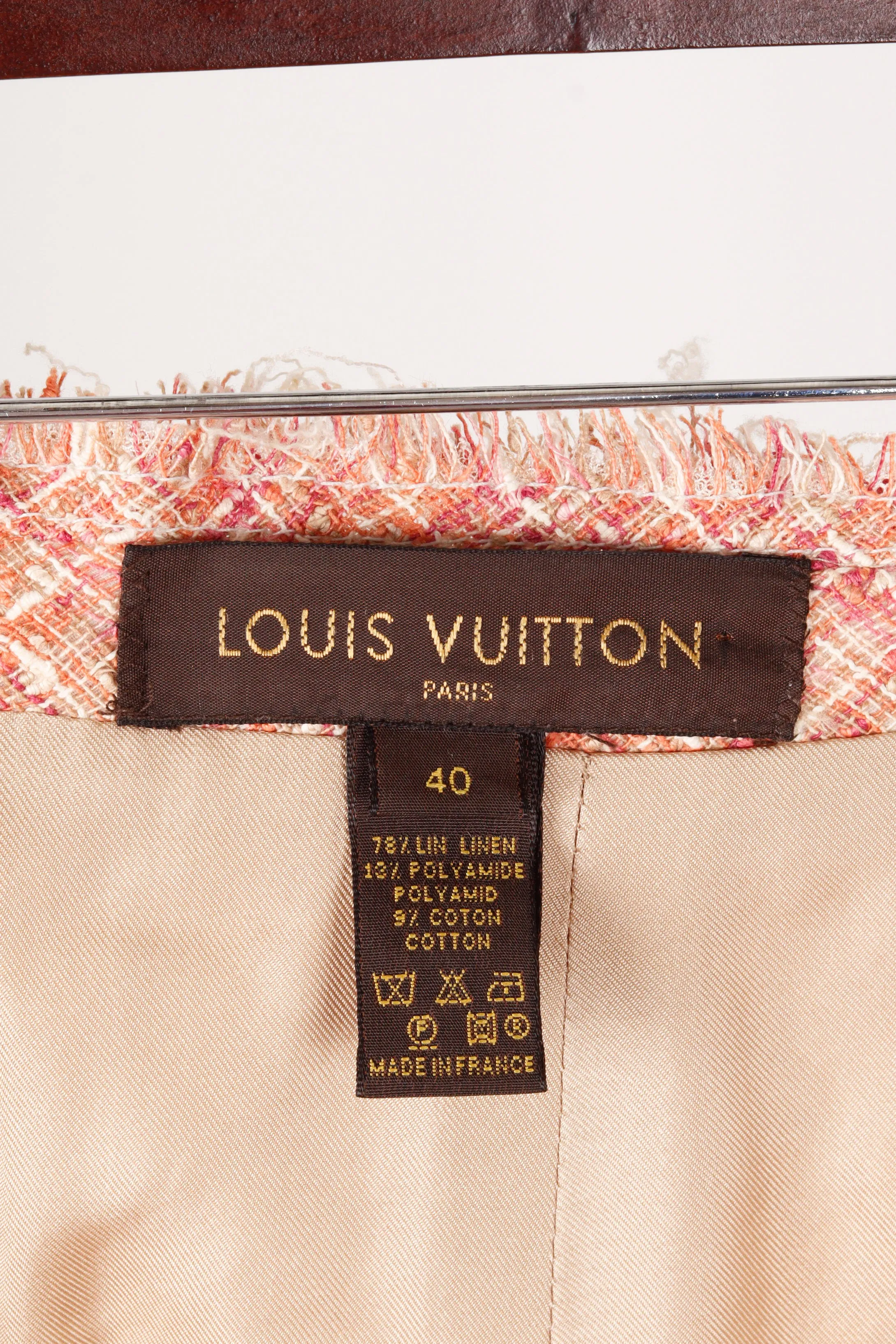Louis Vuitton FW97 'Raw Edge Trim Tweed' Linen Skirt Salmon (1997)