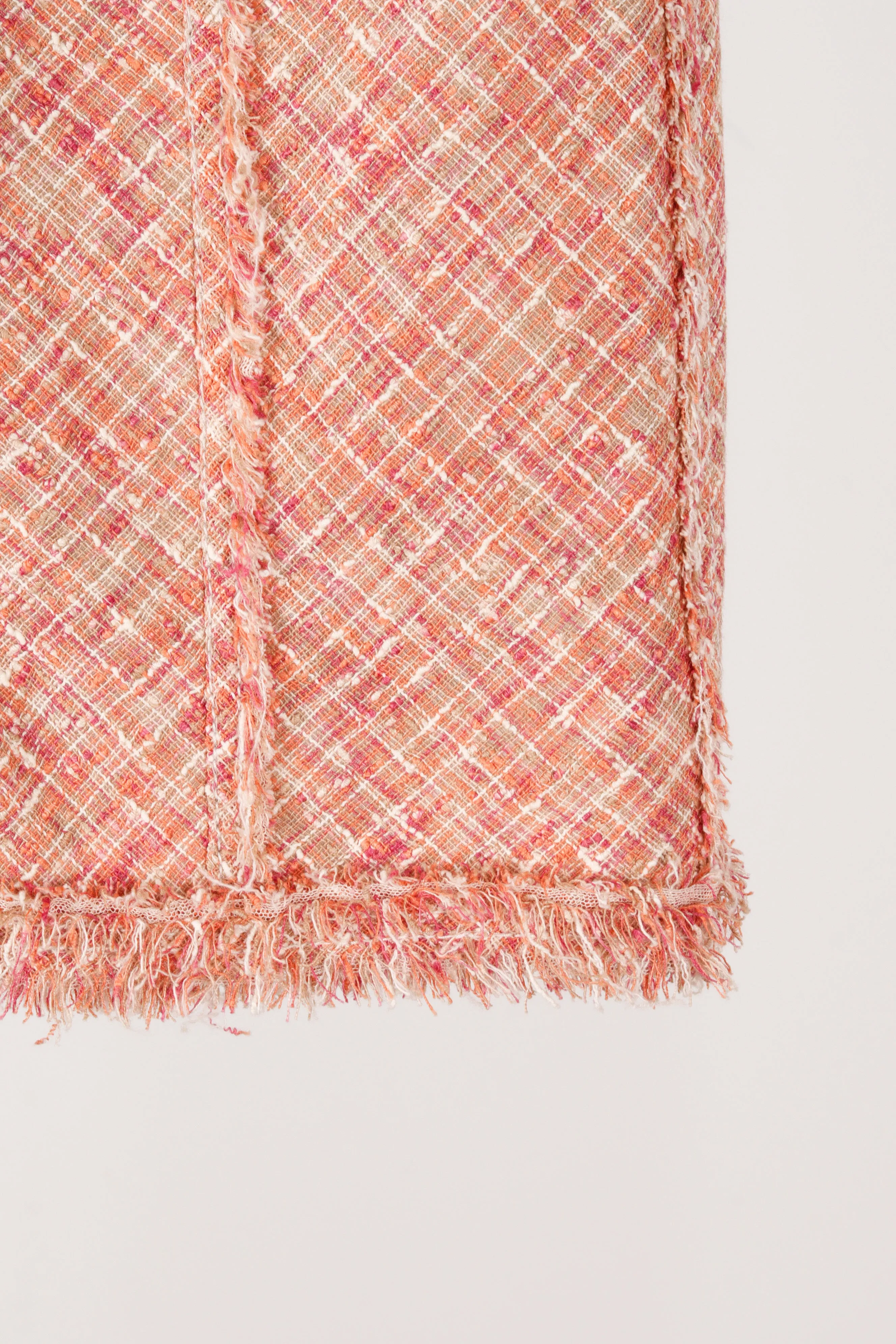 Louis Vuitton FW97 'Raw Edge Trim Tweed' Linen Skirt Salmon (1997)
