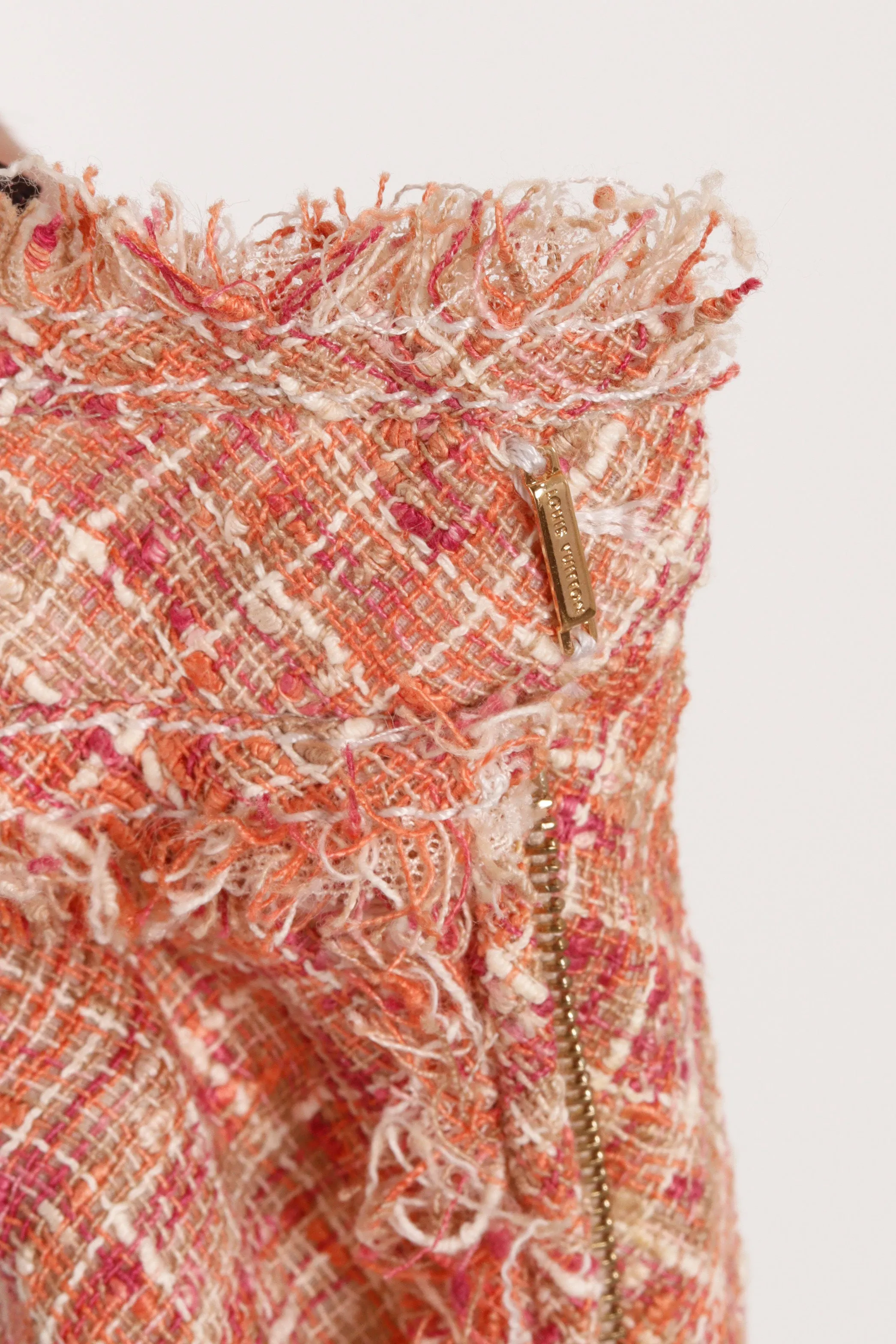 Louis Vuitton FW97 'Raw Edge Trim Tweed' Linen Skirt Salmon (1997)