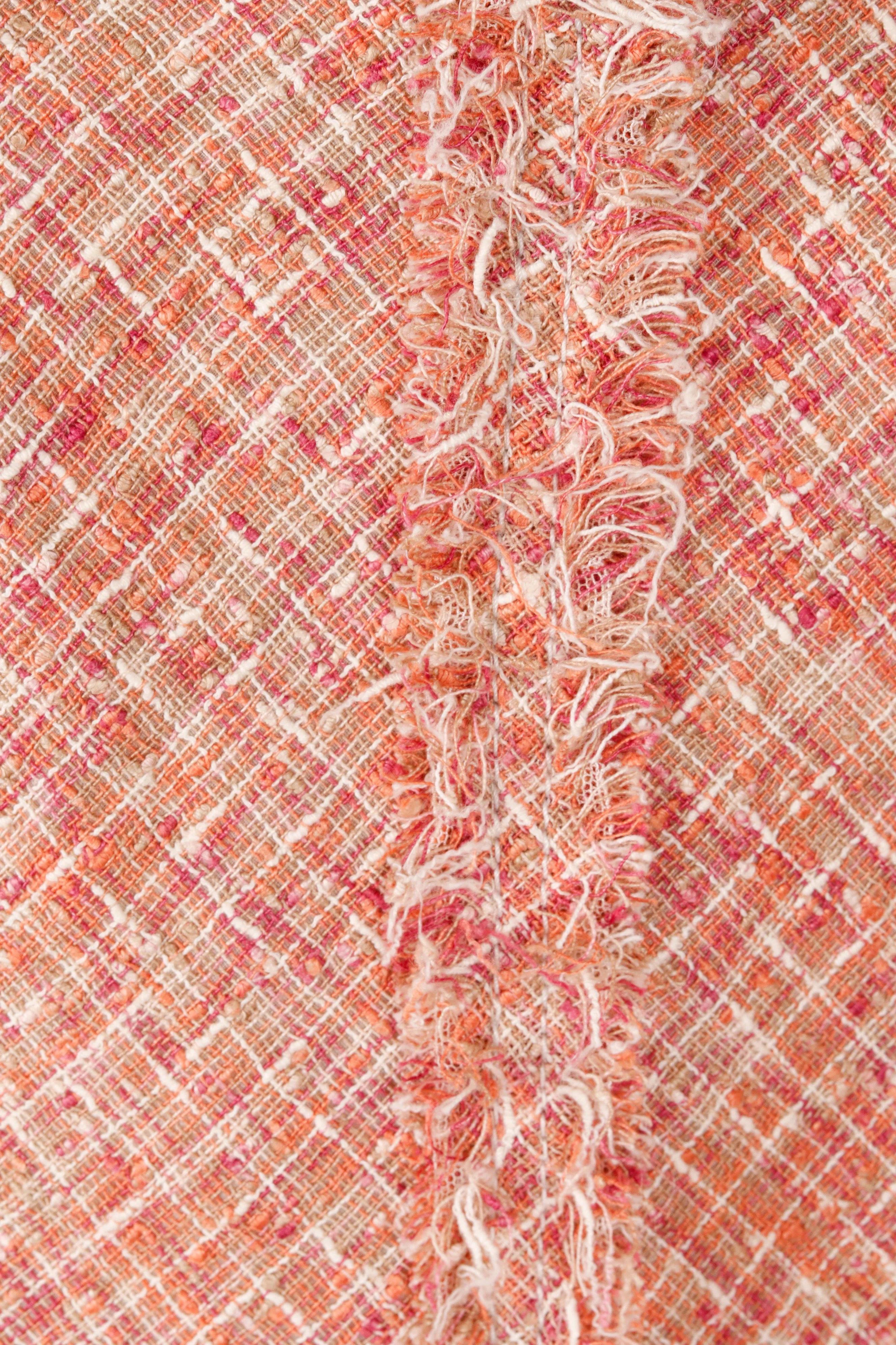 Louis Vuitton FW97 'Raw Edge Trim Tweed' Linen Skirt Salmon (1997)