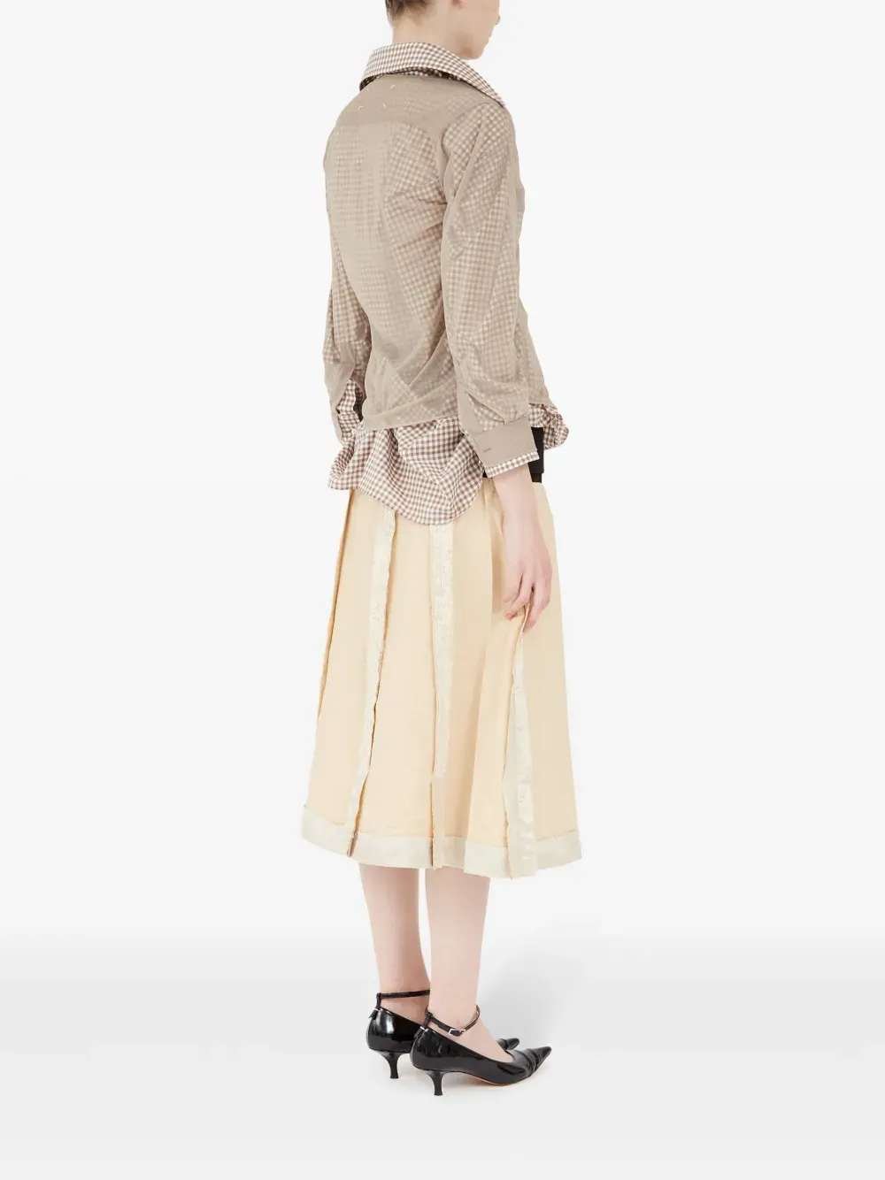 MAISON MARGIELA - Women Checkered Mesh Layered Blouse